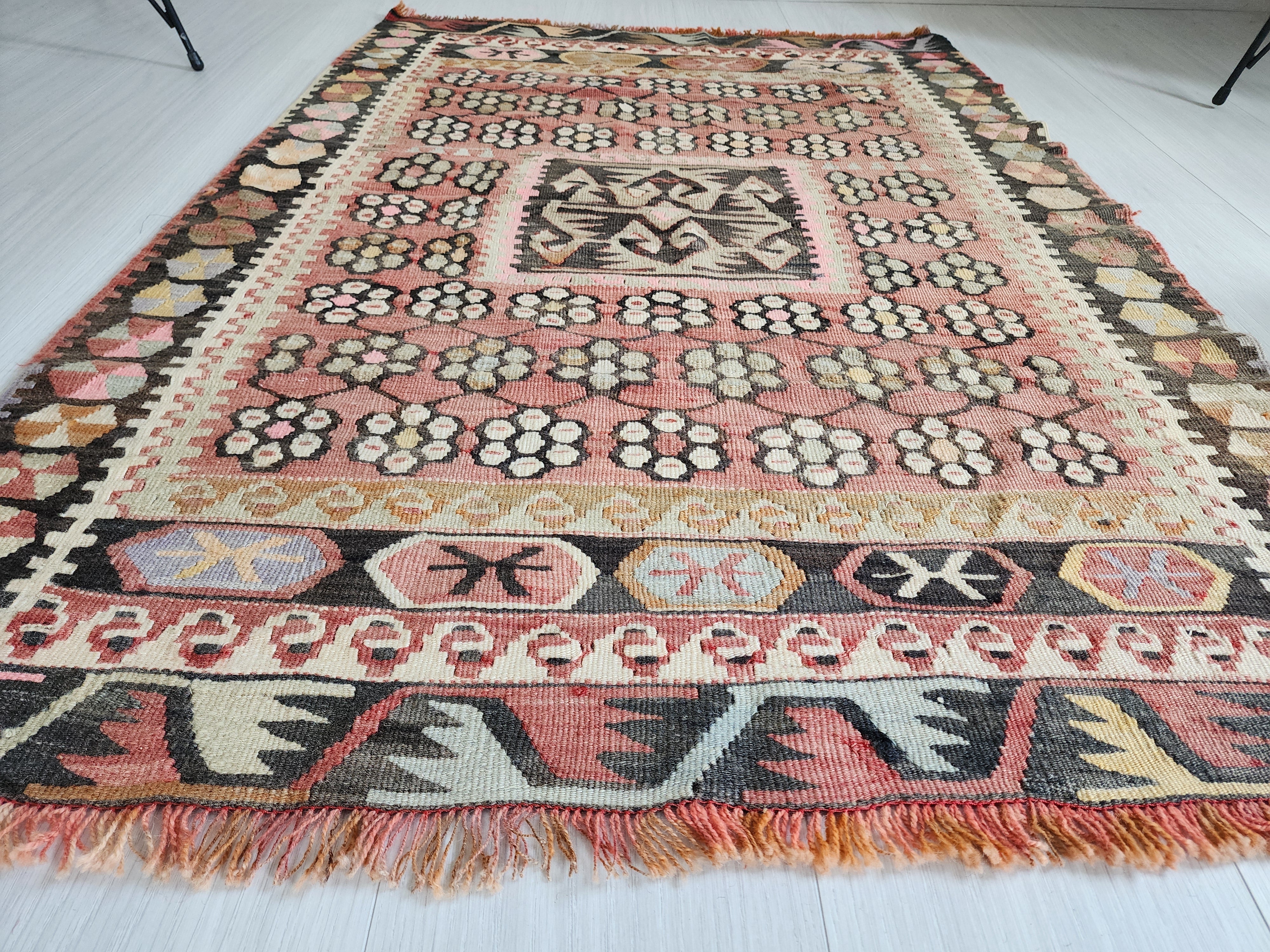 vintage Kilim Wool Small Rug — in setting