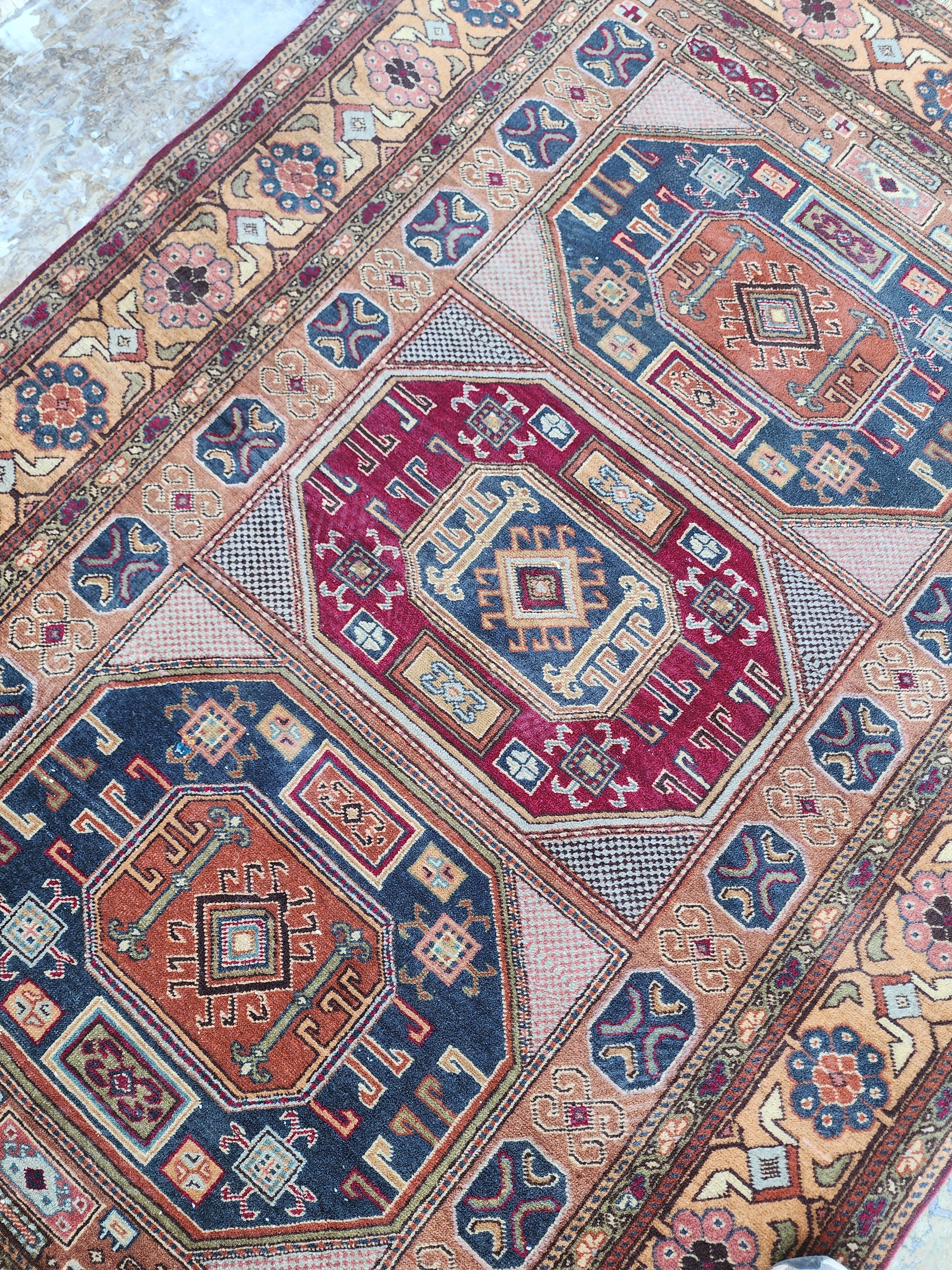 Armenian Rug Kayseri Turkey, Bohemian Handmade Organic Wool Rug, Rustic Decor Living Room Rug, Oriental Design Rug Persian Area 5'7"x4'0"
