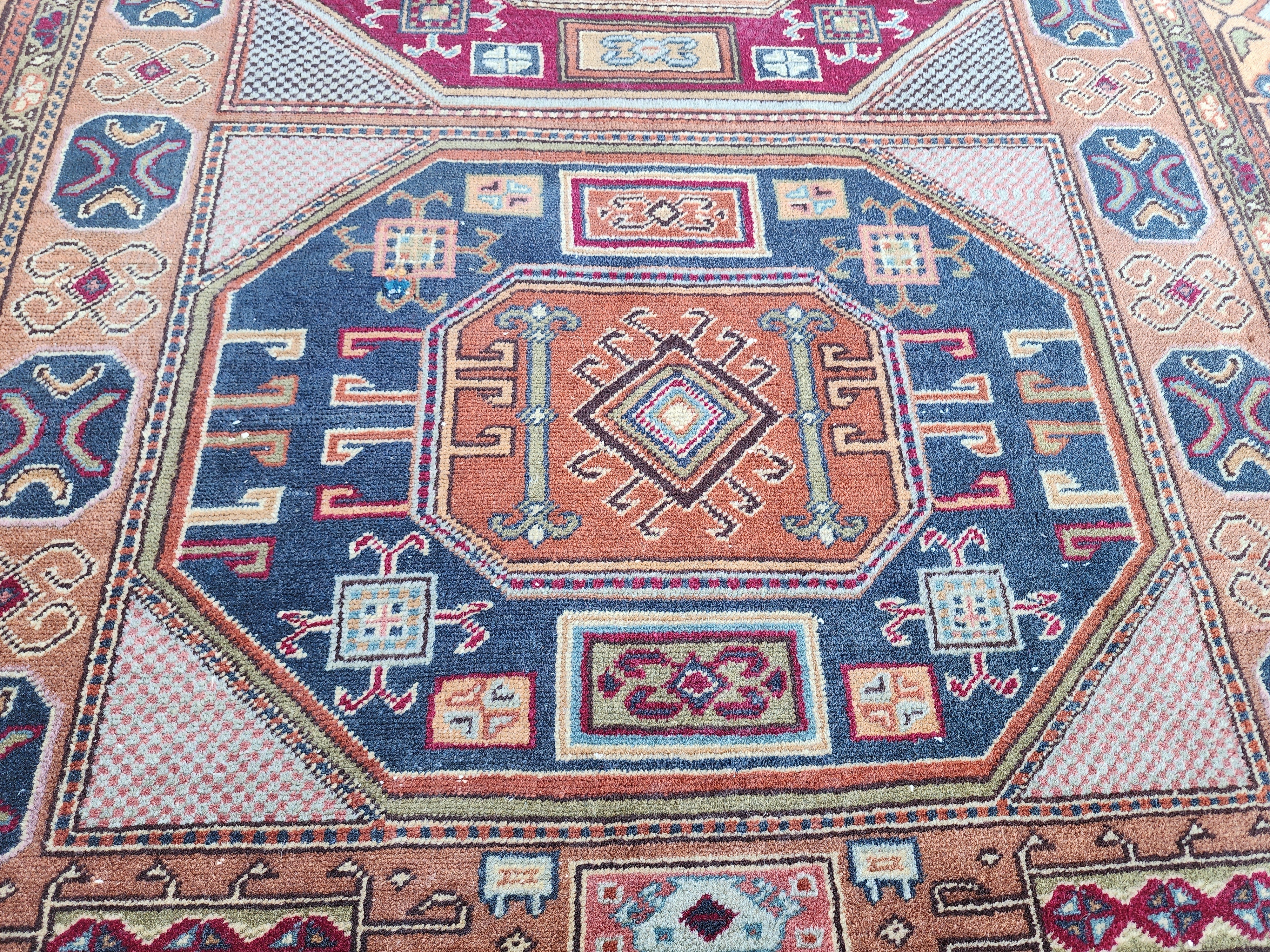 Armenian Rug Kayseri Turkey, Bohemian Handmade Organic Wool Rug, Rustic Decor Living Room Rug, Oriental Design Rug Persian Area 5'7"x4'0"