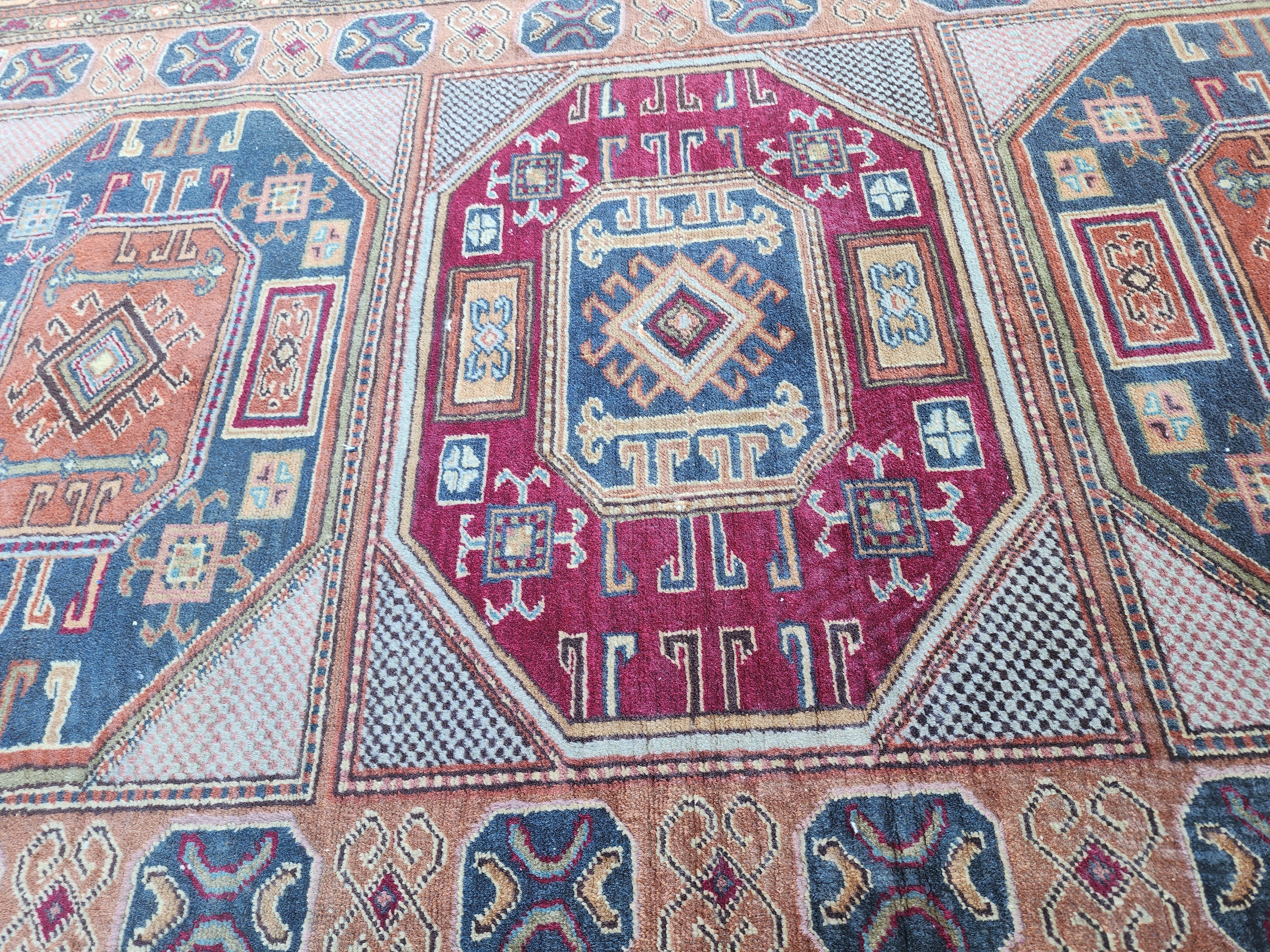 vintage Kayseri Wool Small Rug — border pattern