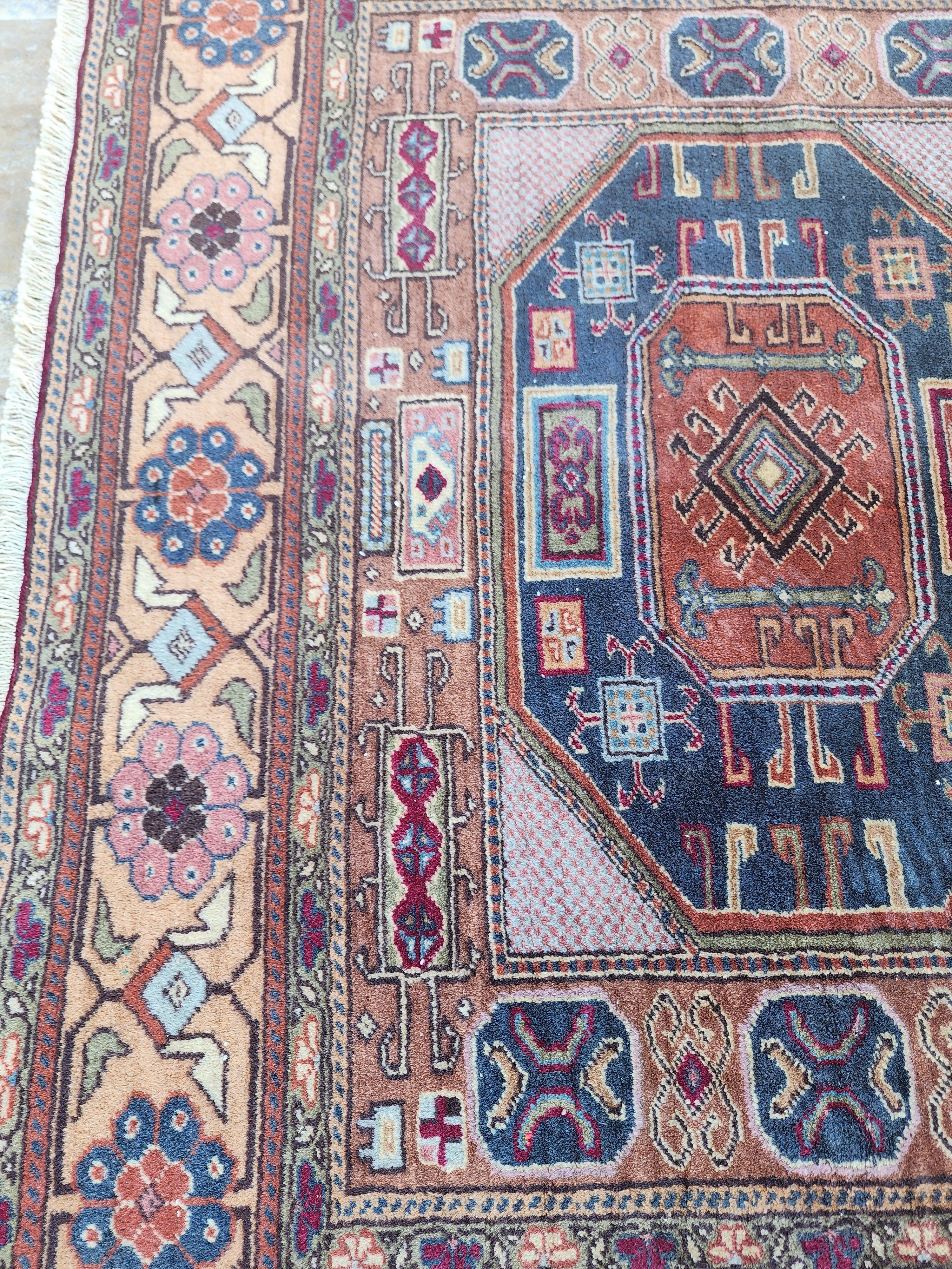 Armenian Rug Kayseri Turkey, Bohemian Handmade Organic Wool Rug, Rustic Decor Living Room Rug, Oriental Design Rug Persian Area 5'7"x4'0"