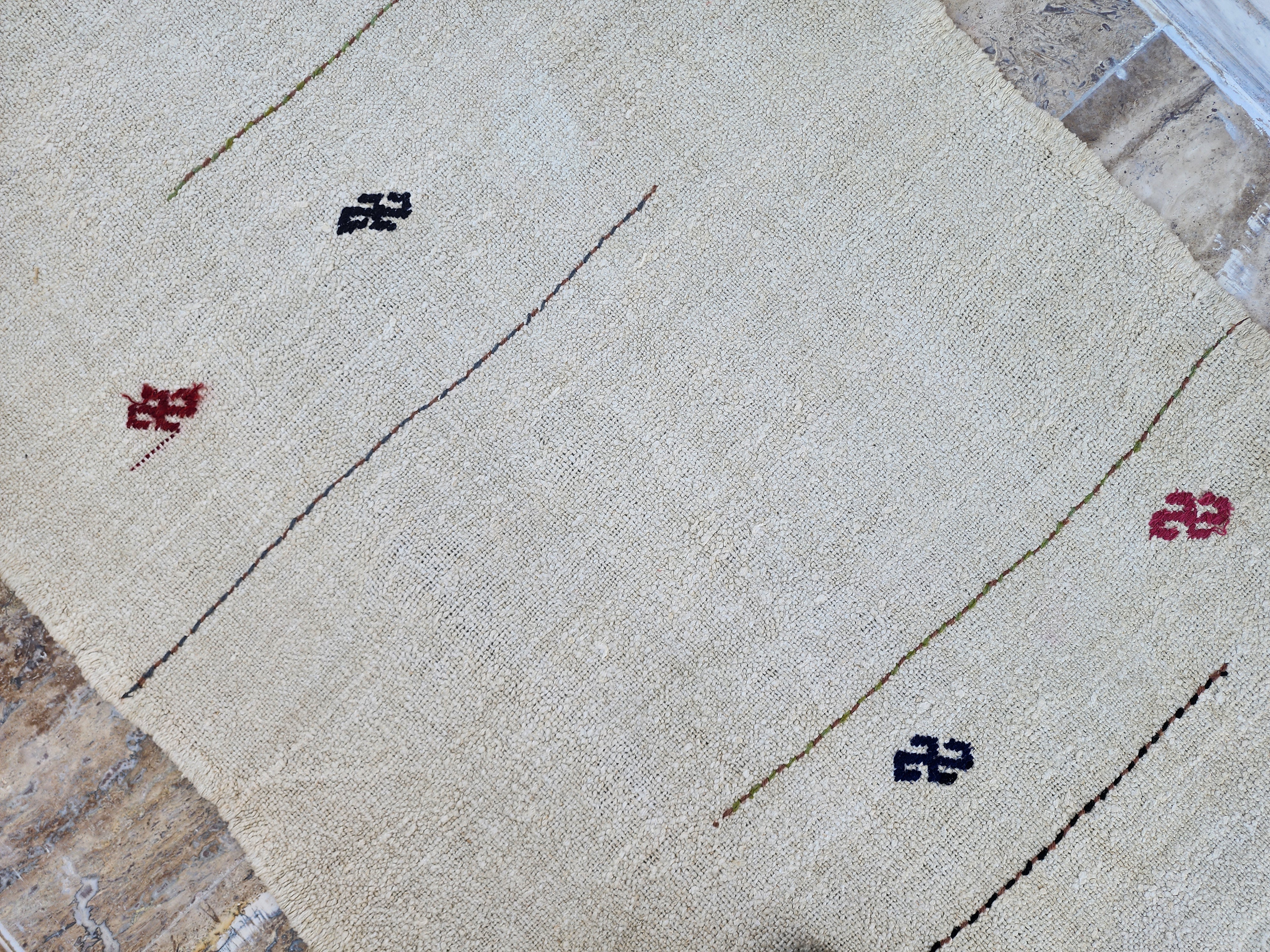 Anatolian Kilim Runner Rug 8'8''x3'2'' Minimalist 100% Natural Hemp Floor Covering, Moroccan Berber Style Handmade Wool Boho Rustic Rug
