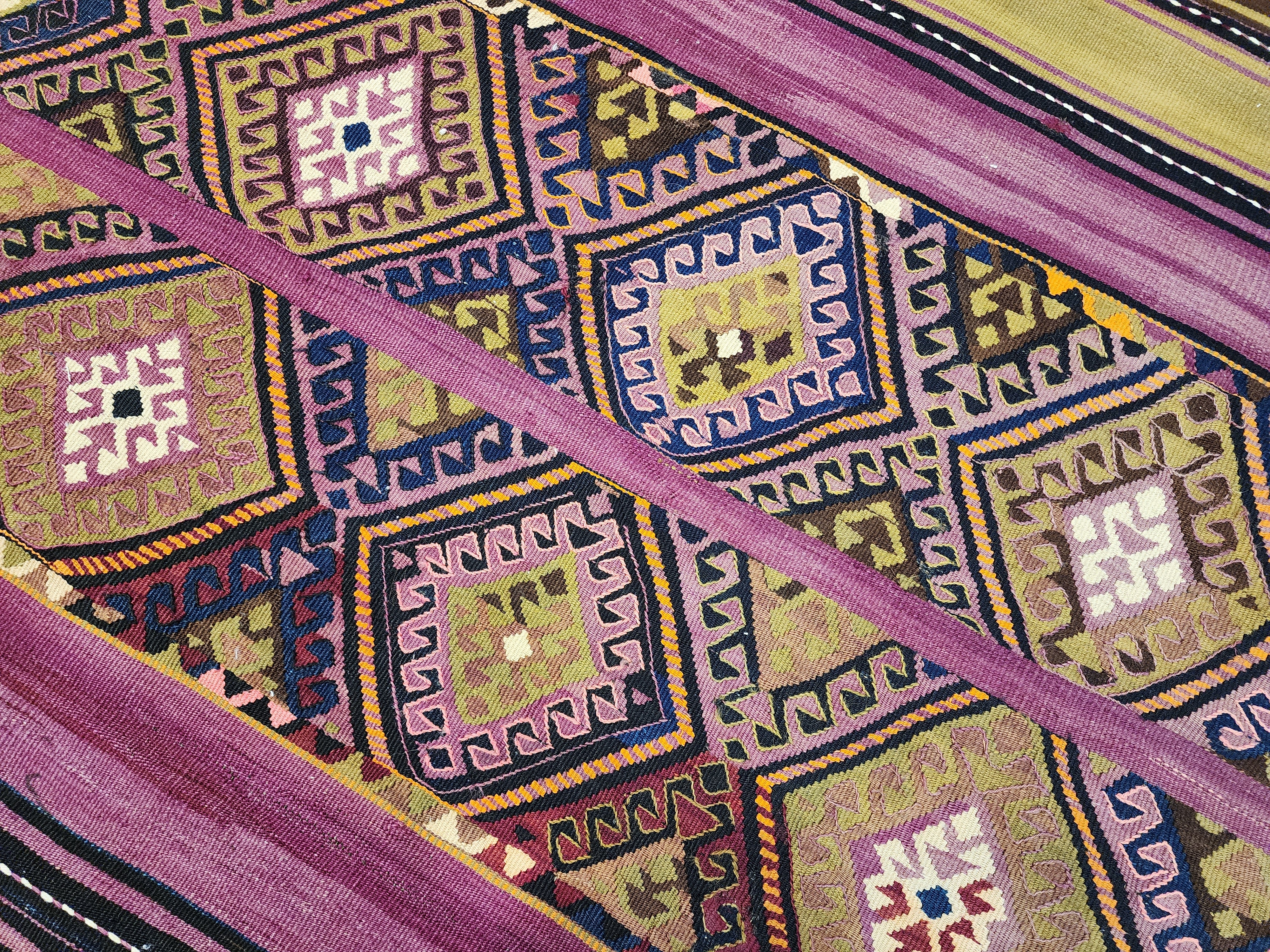 Antique Turkish Kilim Rug 6 x 5 ft, Antique Persian Boho Rustic Floor Rug