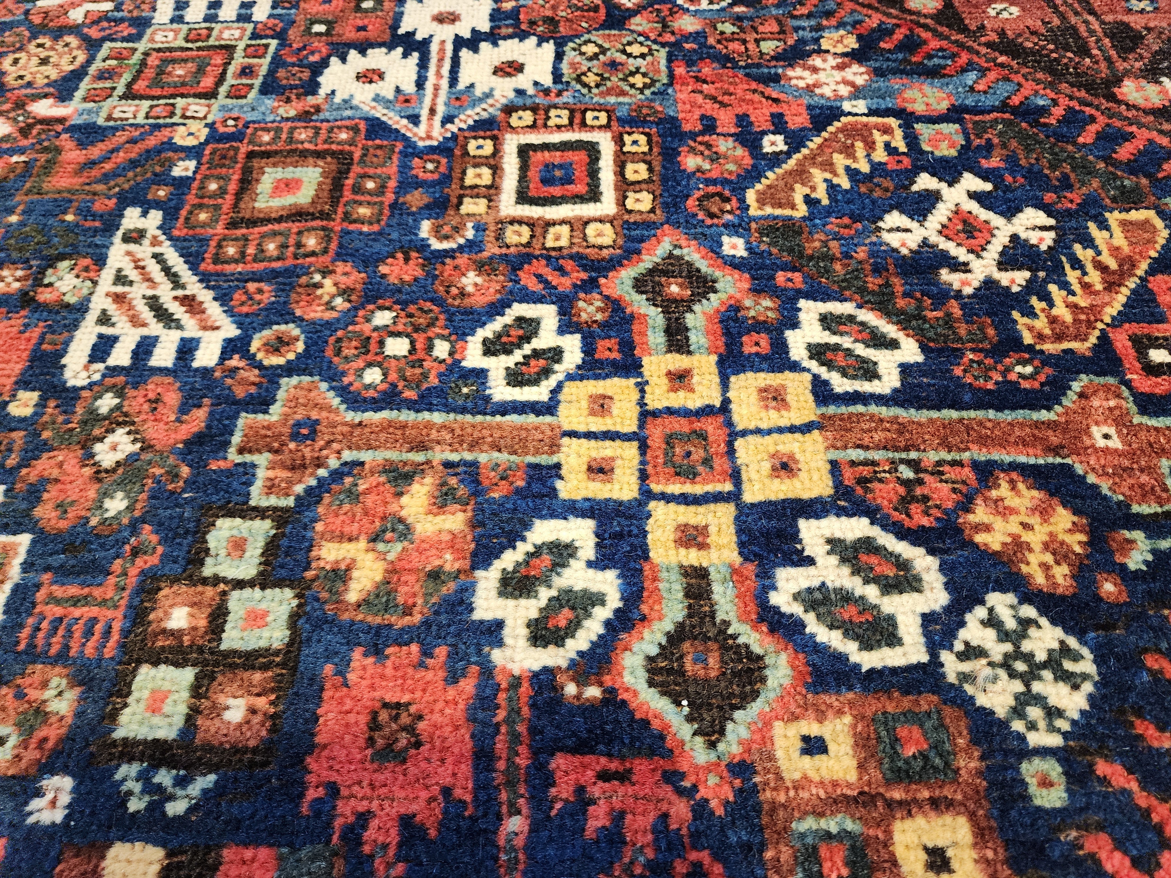 antique Caucasian Shirvan Wool Large Area Rug — border pattern