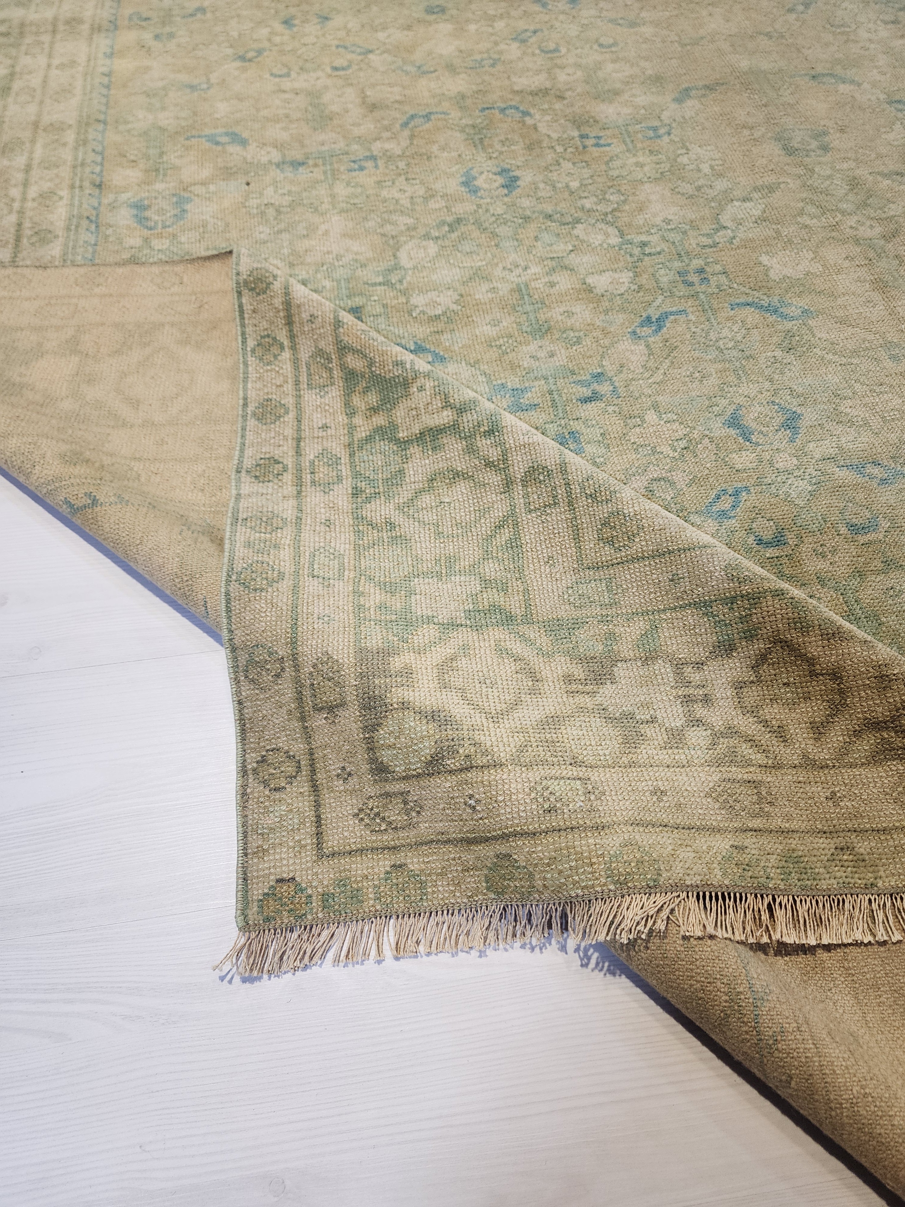vintage Oushak Wool Large Area Rug — styled view