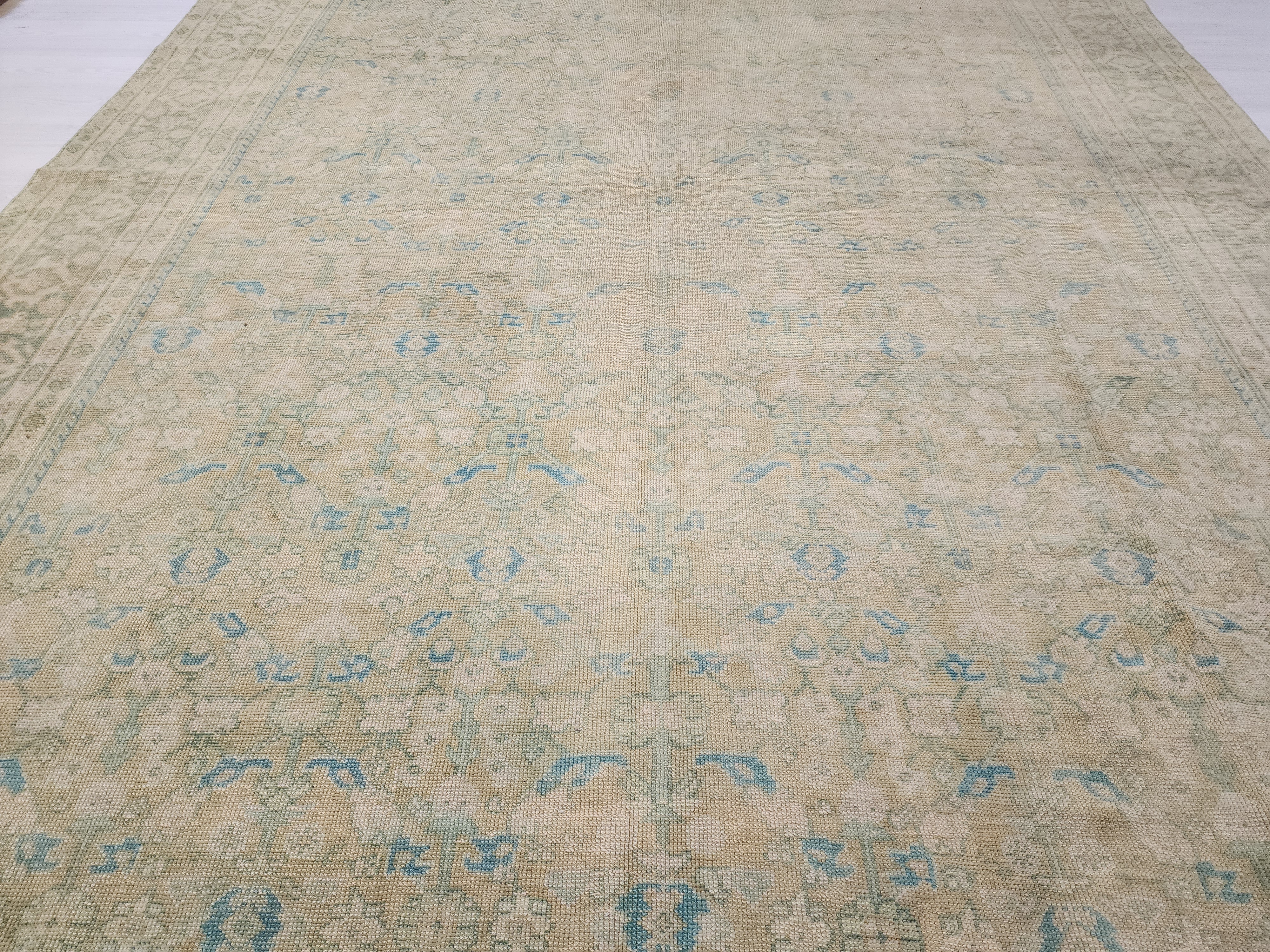 vintage Oushak Wool Large Area Rug — styled view