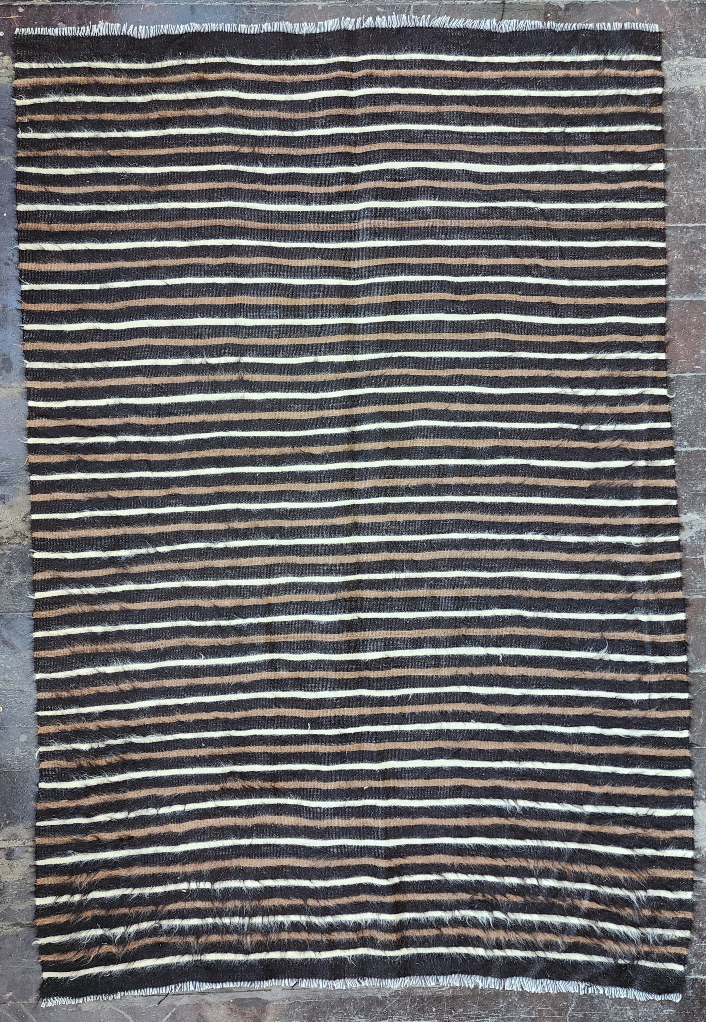 Alfombra turca vintage de angora, alfombra kilim marrón, decoración del hogar bohemia, alfombra kilim rústica, alfombra de lana orgánica hecha a mano bohemia, 5'8'' x 4'3'' ft
