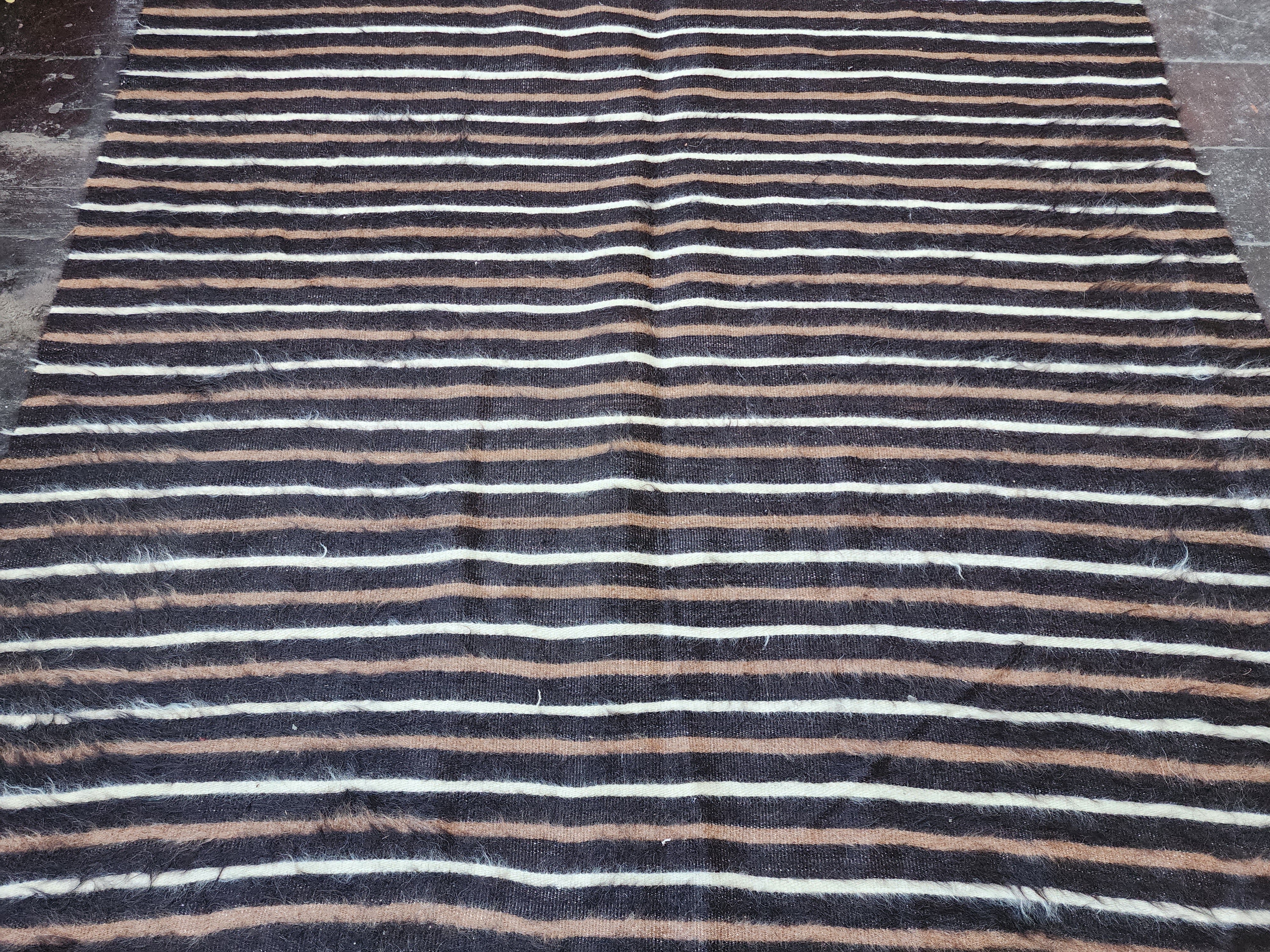 Alfombra turca vintage de angora, alfombra kilim marrón, decoración del hogar bohemia, alfombra kilim rústica, alfombra de lana orgánica hecha a mano bohemia, 5'8'' x 4'3'' ft
