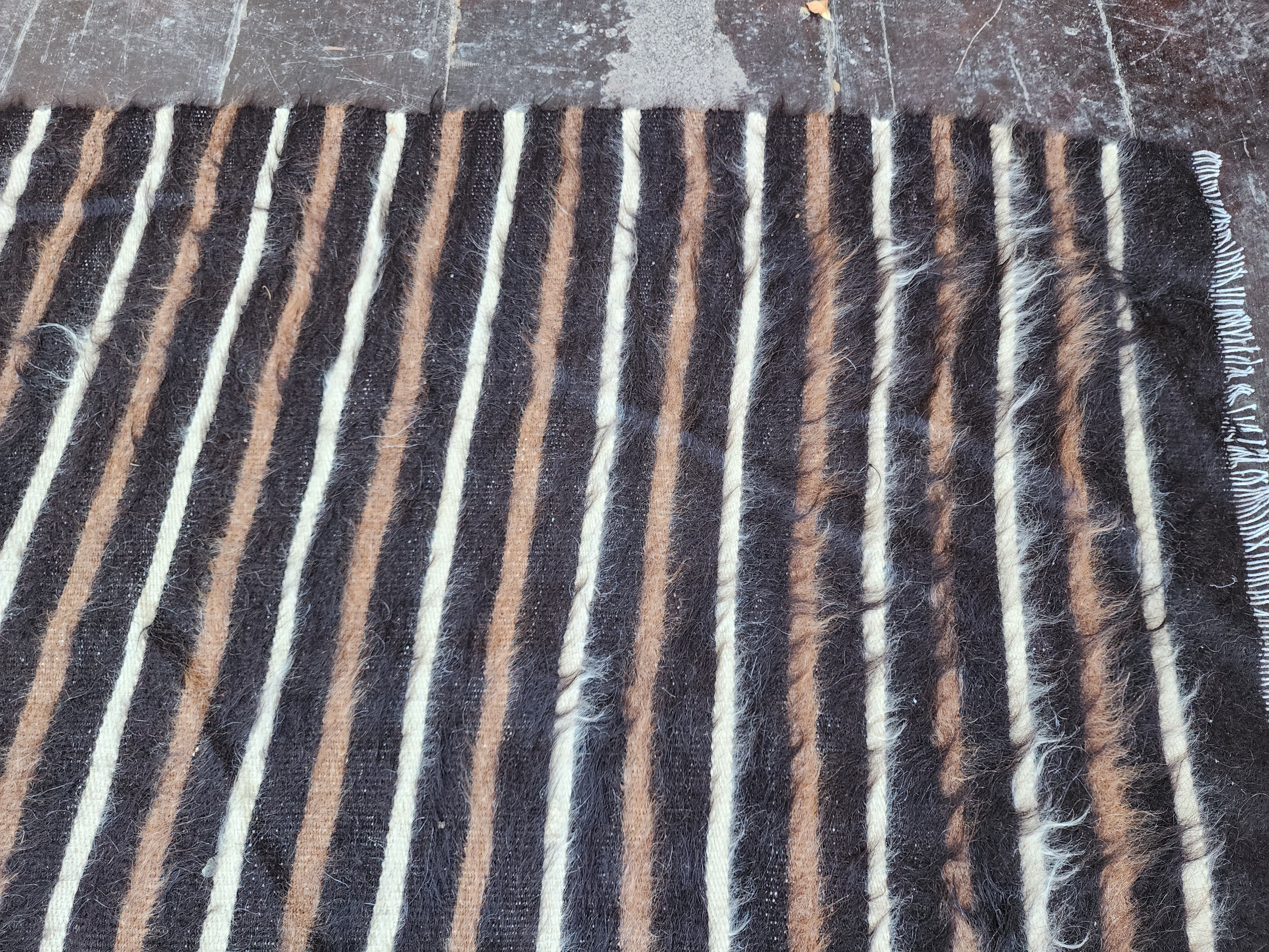 Alfombra turca vintage de angora, alfombra kilim marrón, decoración del hogar bohemia, alfombra kilim rústica, alfombra de lana orgánica hecha a mano bohemia, 5'8'' x 4'3'' ft