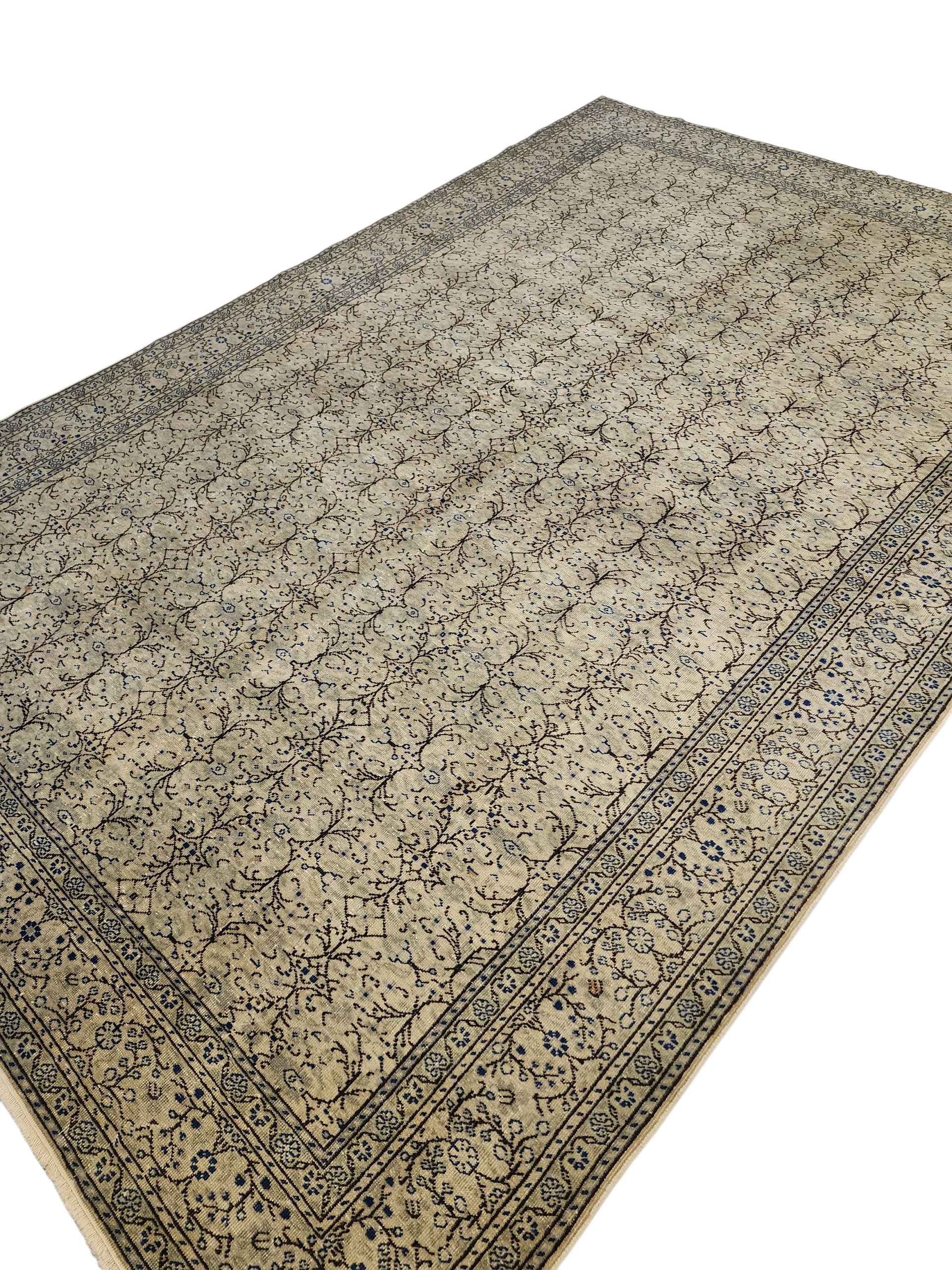 vintage Kayseri Wool Large Area Rug — border pattern