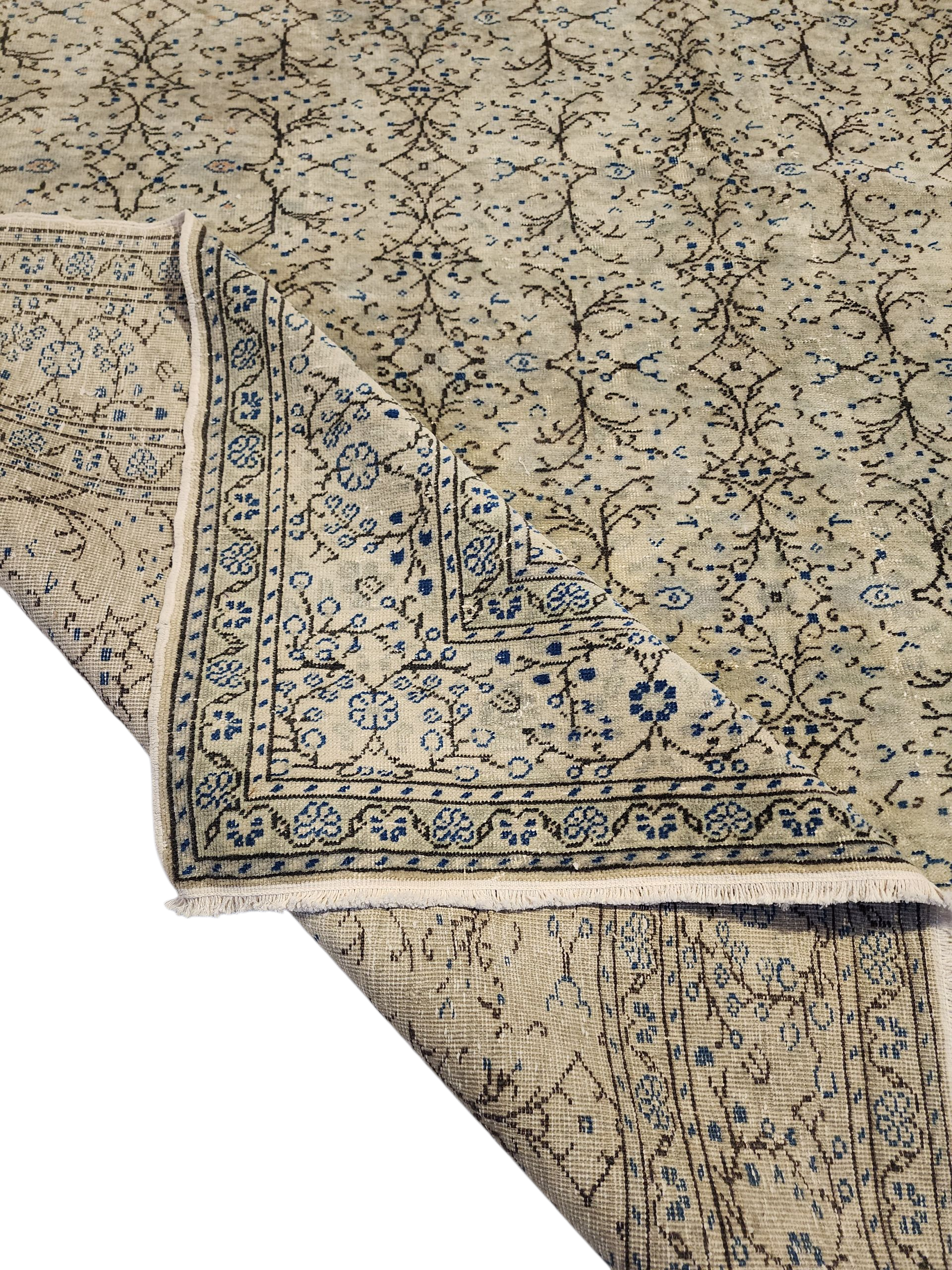 vintage Kayseri Wool Large Area Rug — back view