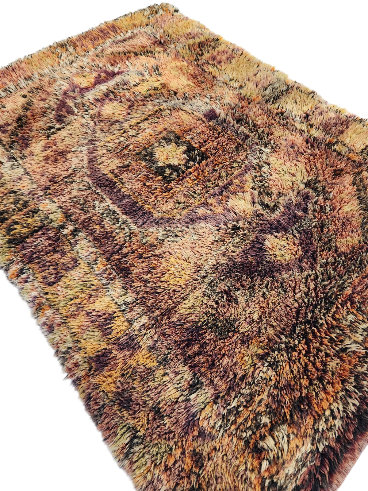 Antique Konya Yatak Tulu Rug, 1900s Turkish Wool Shepherd High Pile Rug