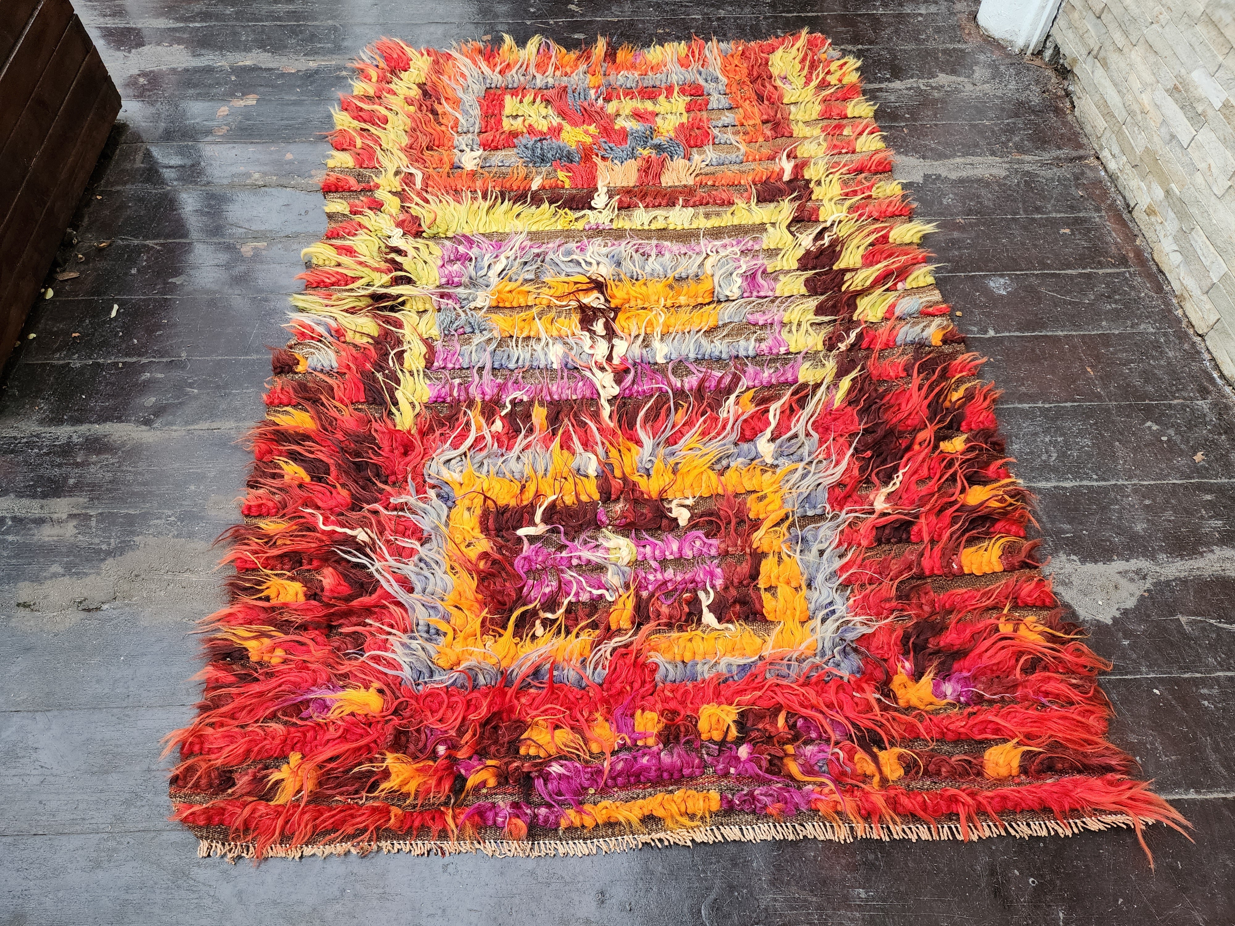 vintage Anatolian Wool Small Rug — detail texture