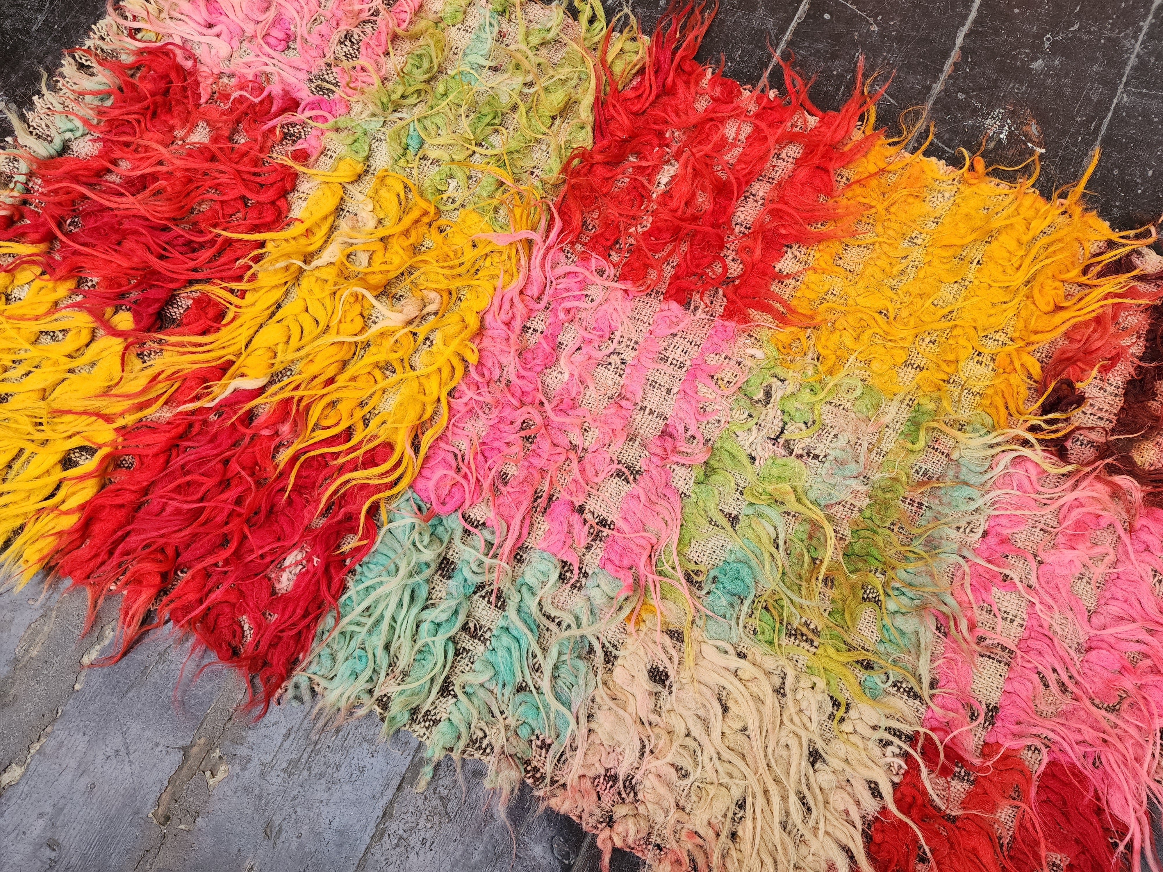 vintage Anatolian Wool Small Rug — edge weave