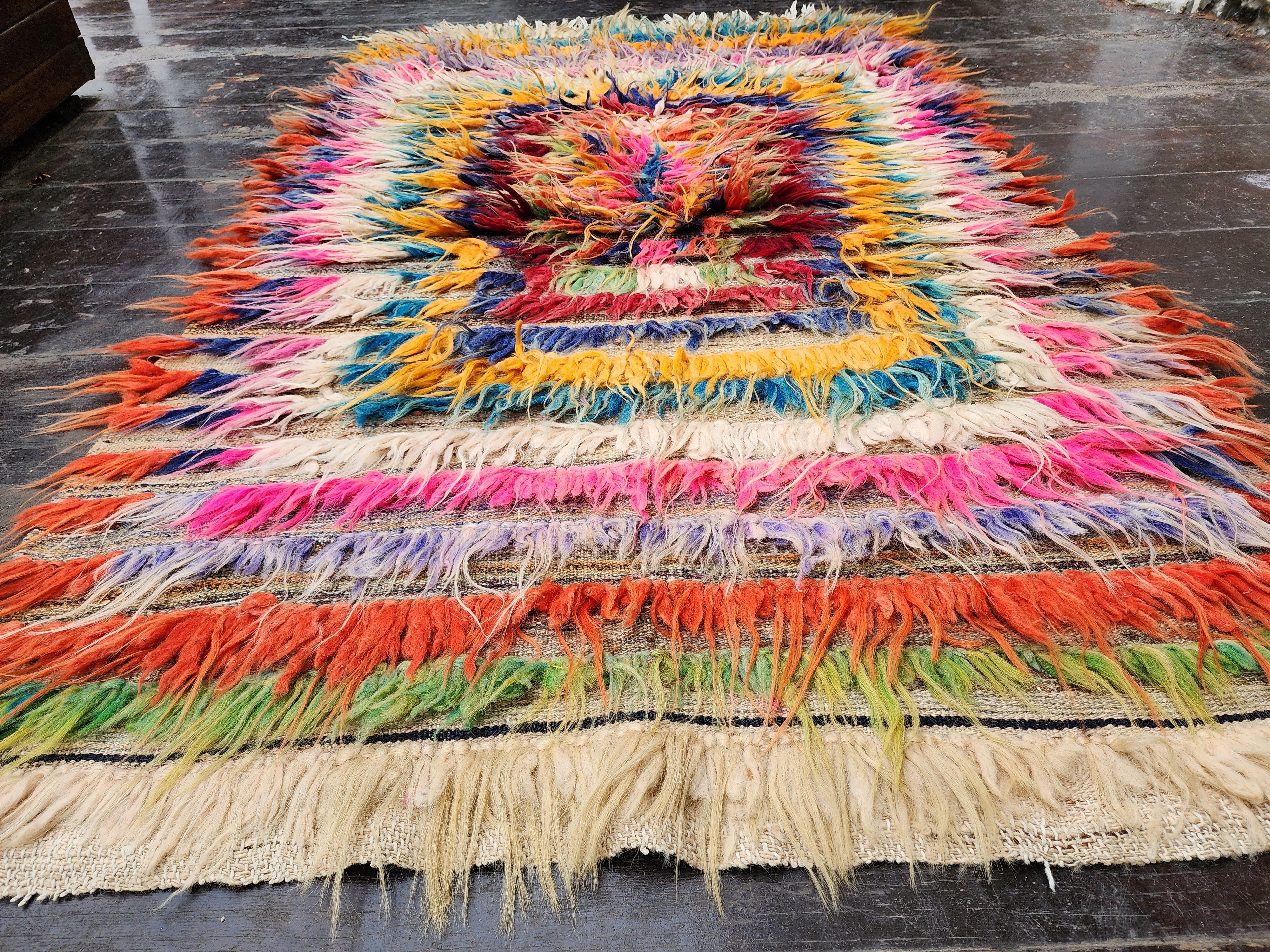 vintage Anatolian Wool Small Rug — styled view
