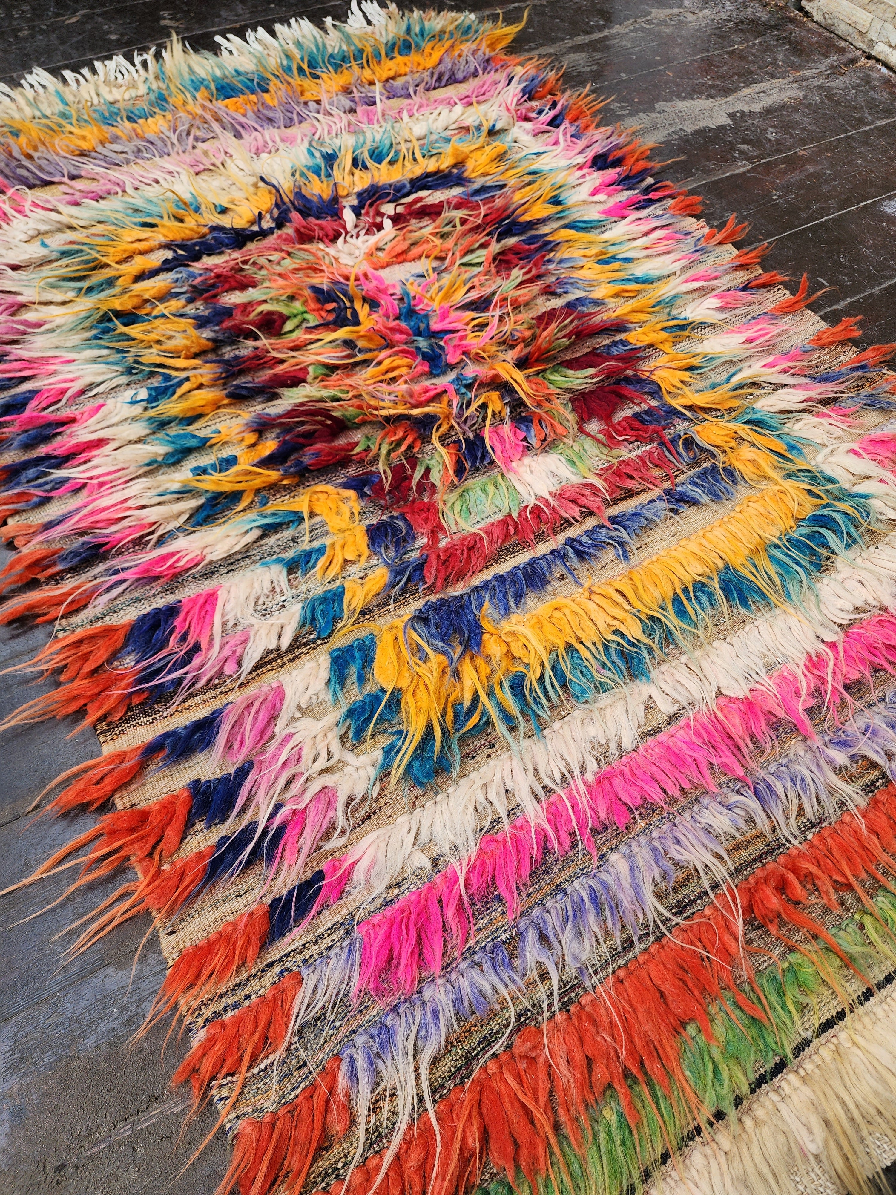 vintage Anatolian Wool Small Rug — back view