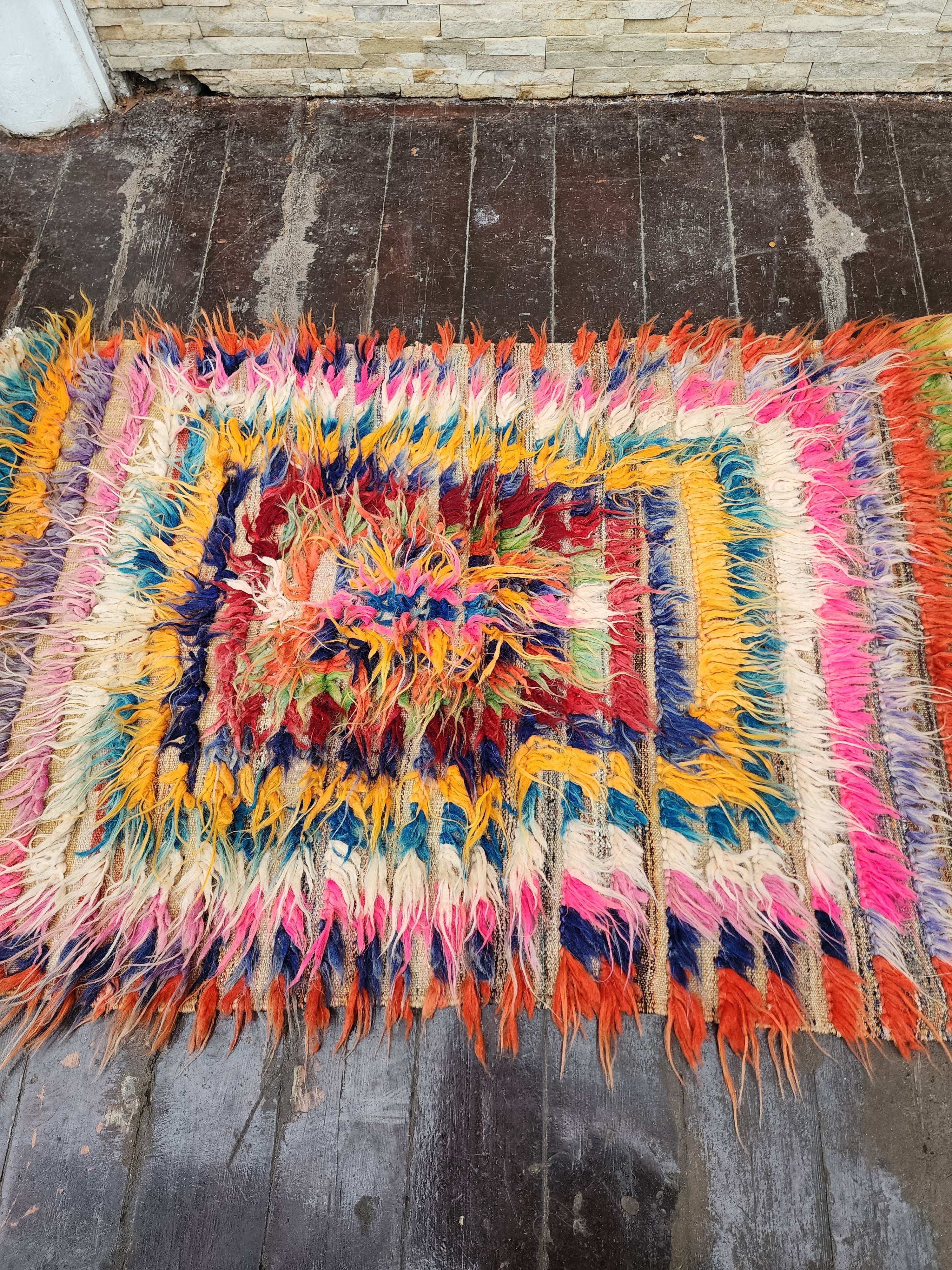 vintage Anatolian Wool Small Rug — detail texture