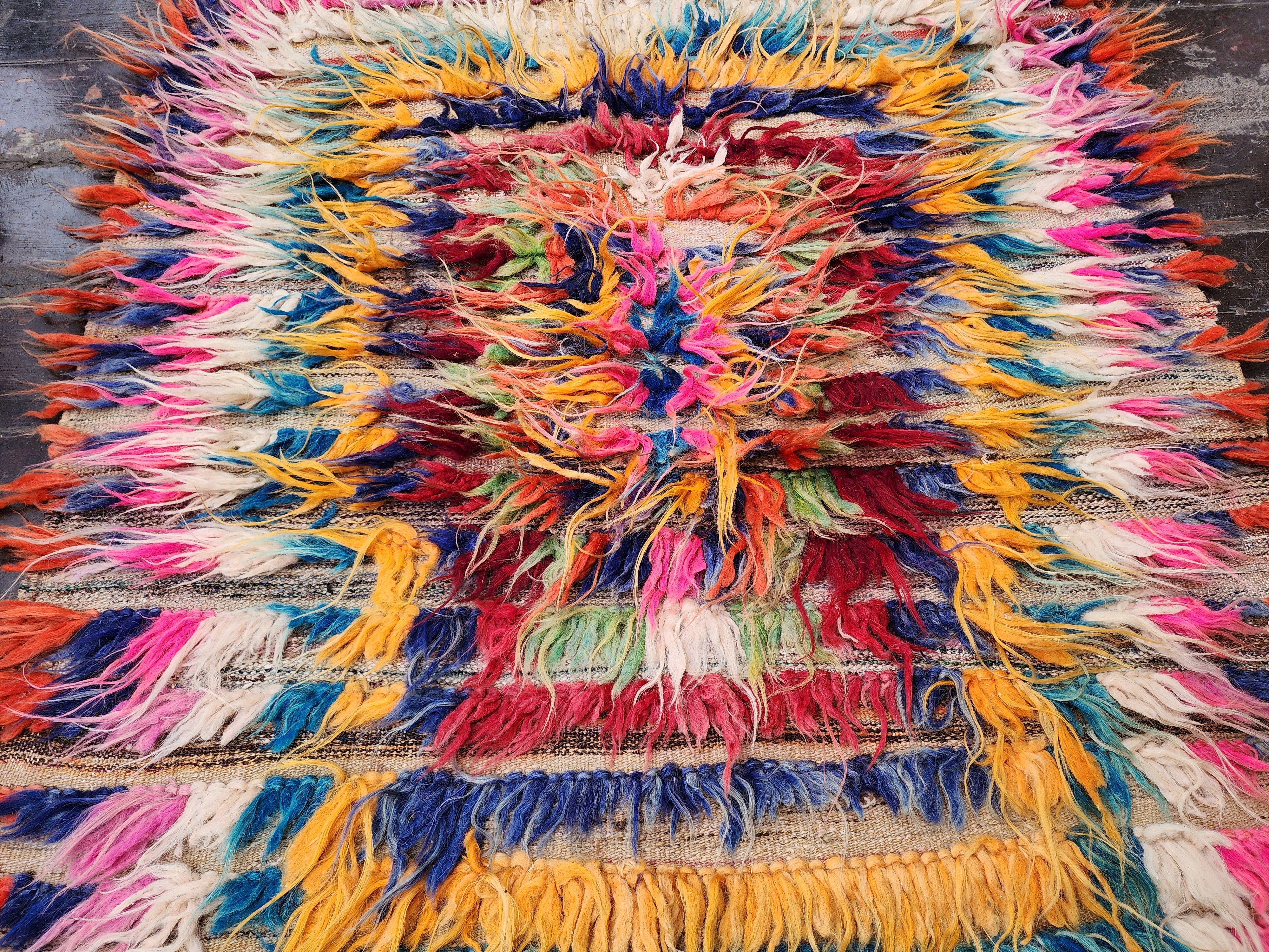 vintage Anatolian Wool Small Rug — edge weave