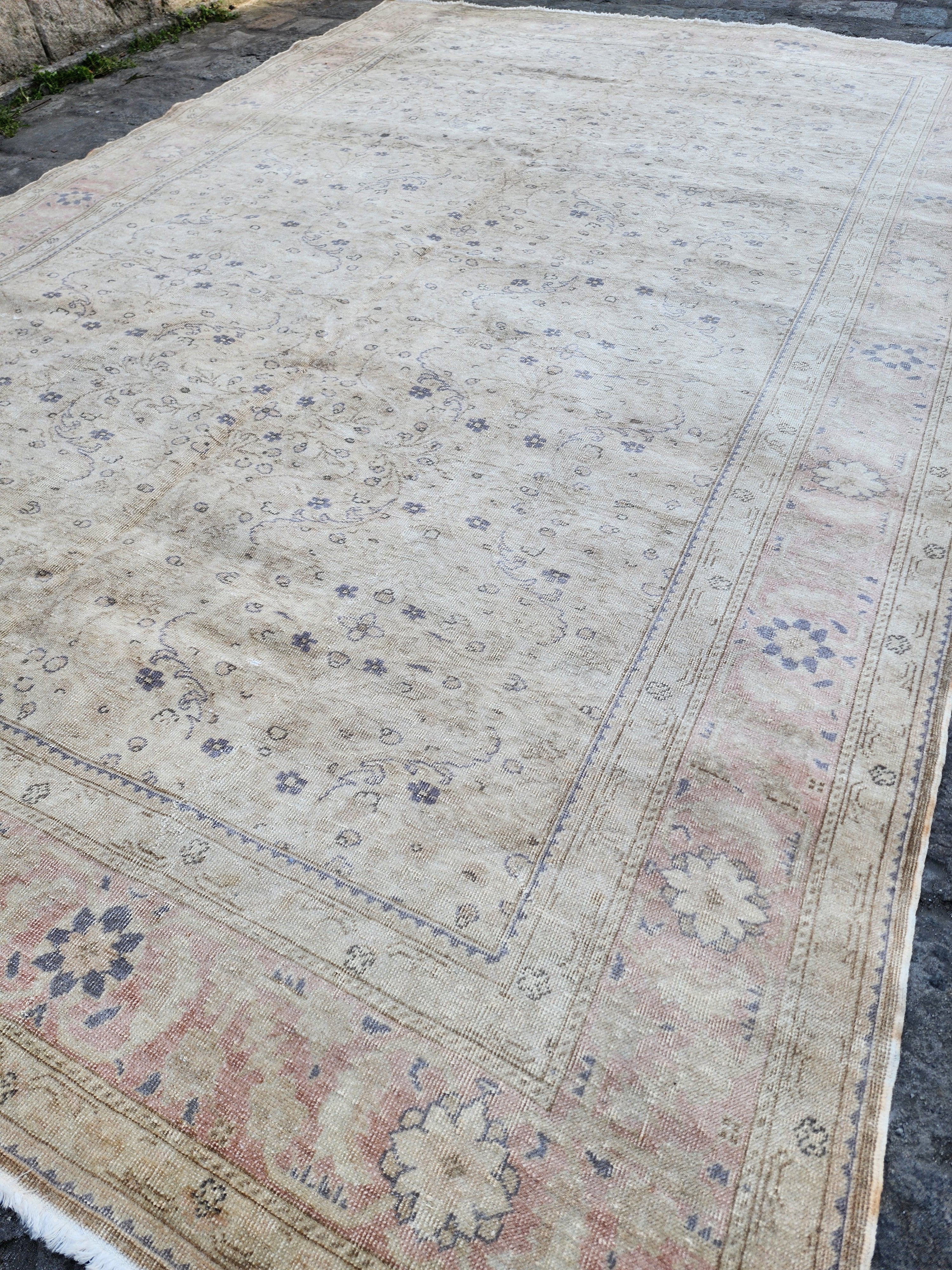 antique Oushak Wool Area Rug — back view