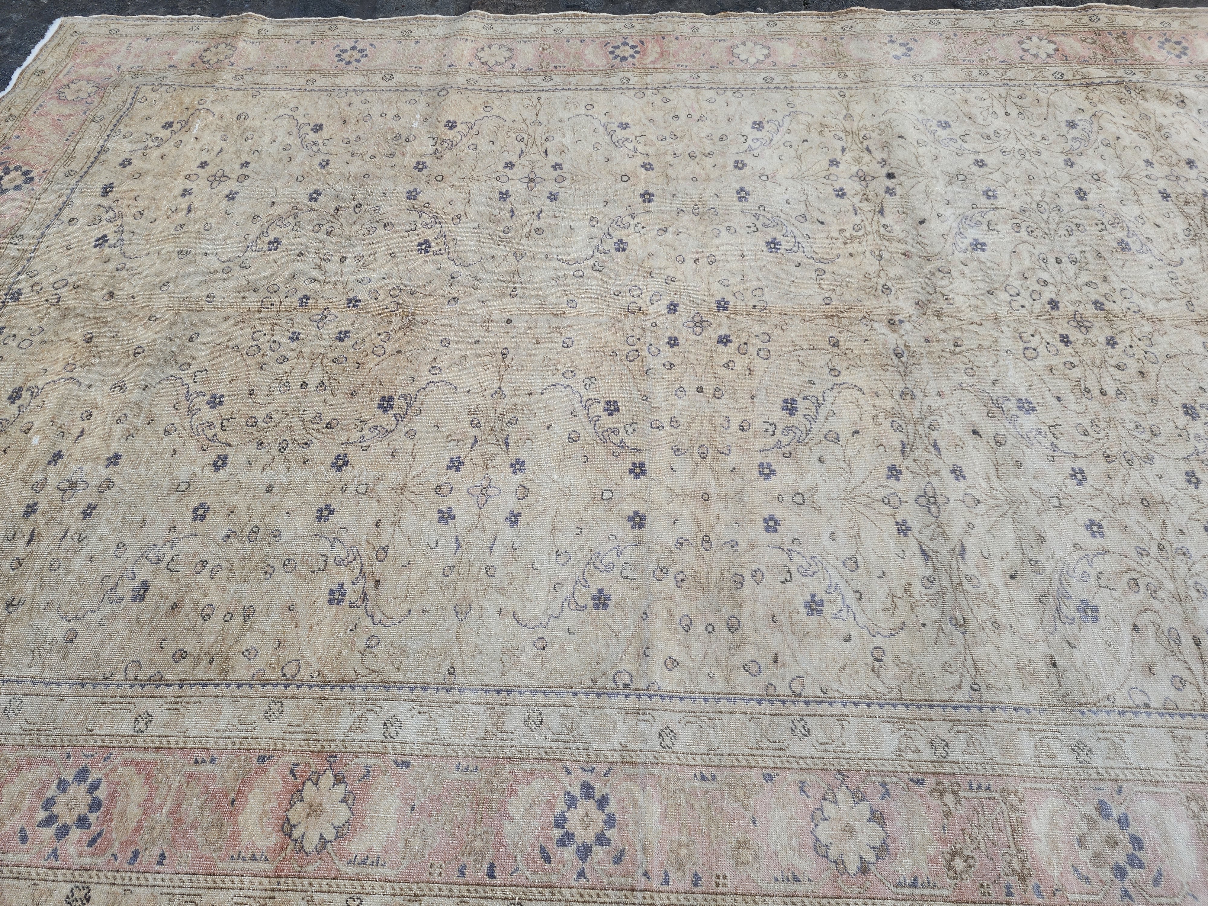 antique Oushak Wool Area Rug — in setting
