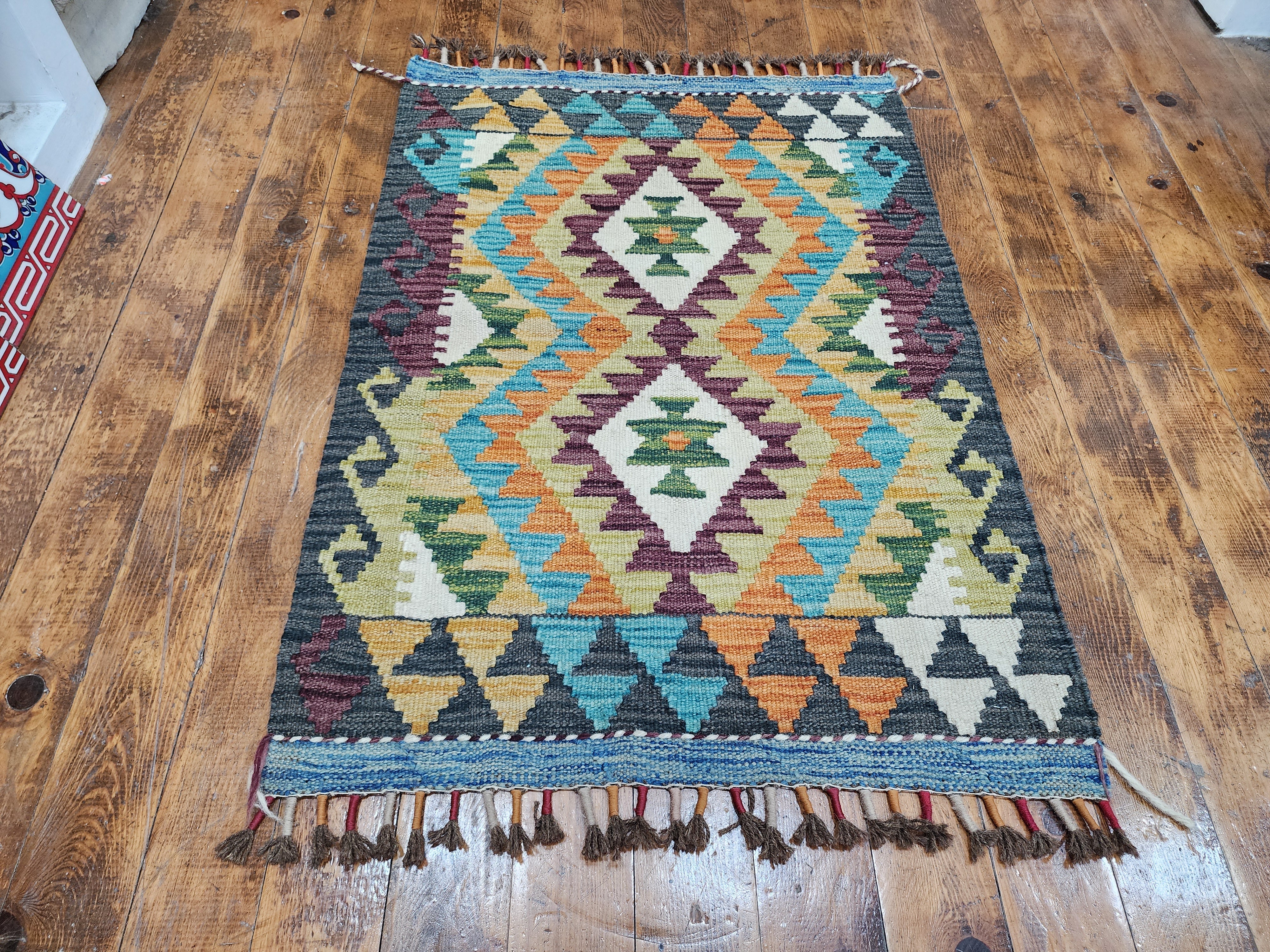 vintage Anatolian Wool Small Rug — back view