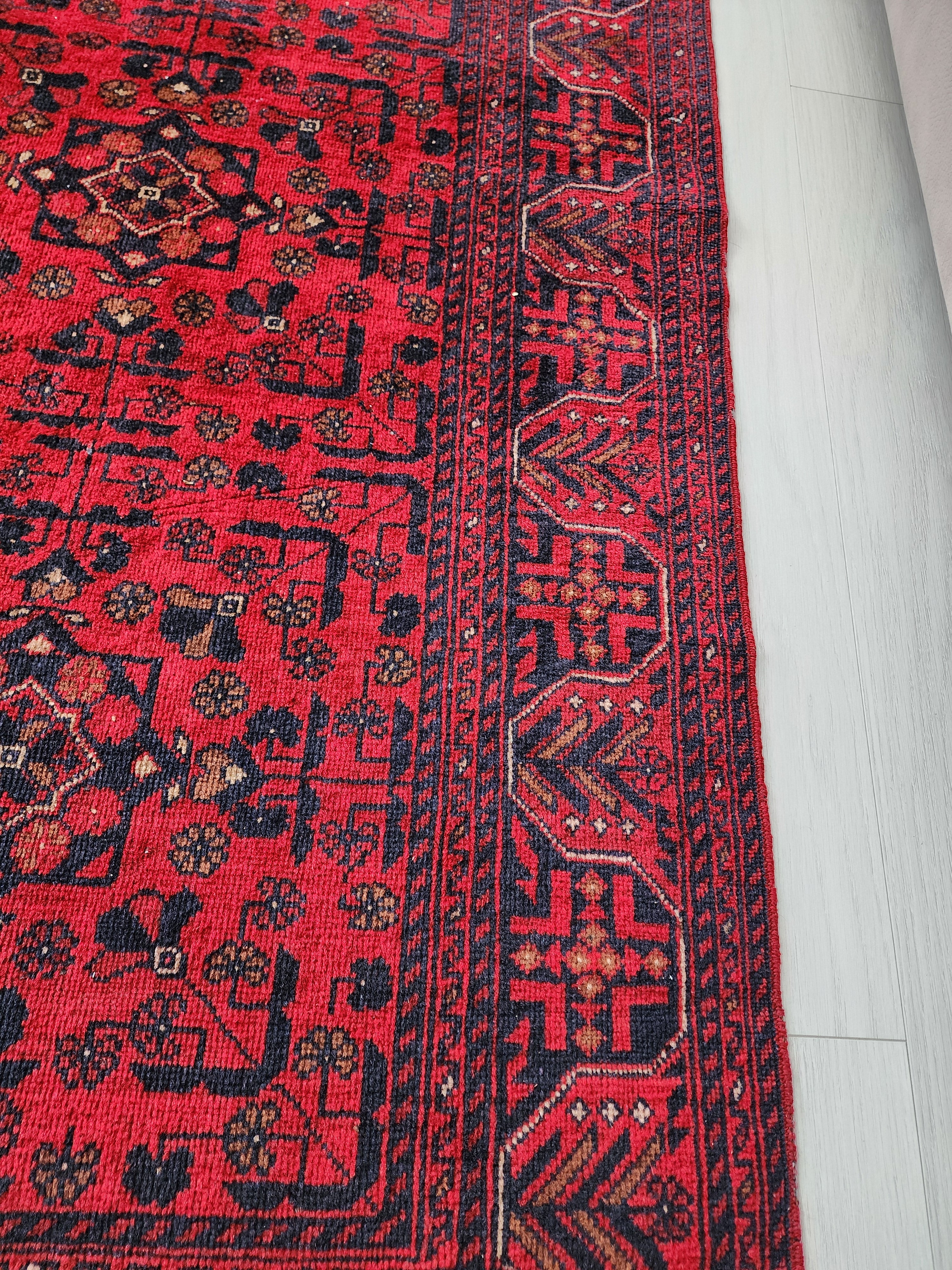vintage Afghan Wool Area Rug — pattern close-up