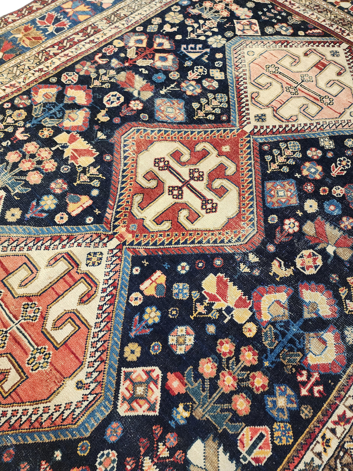 Antique Afshar rug in blue, brown and pink, 5'6" x 7', photo 5