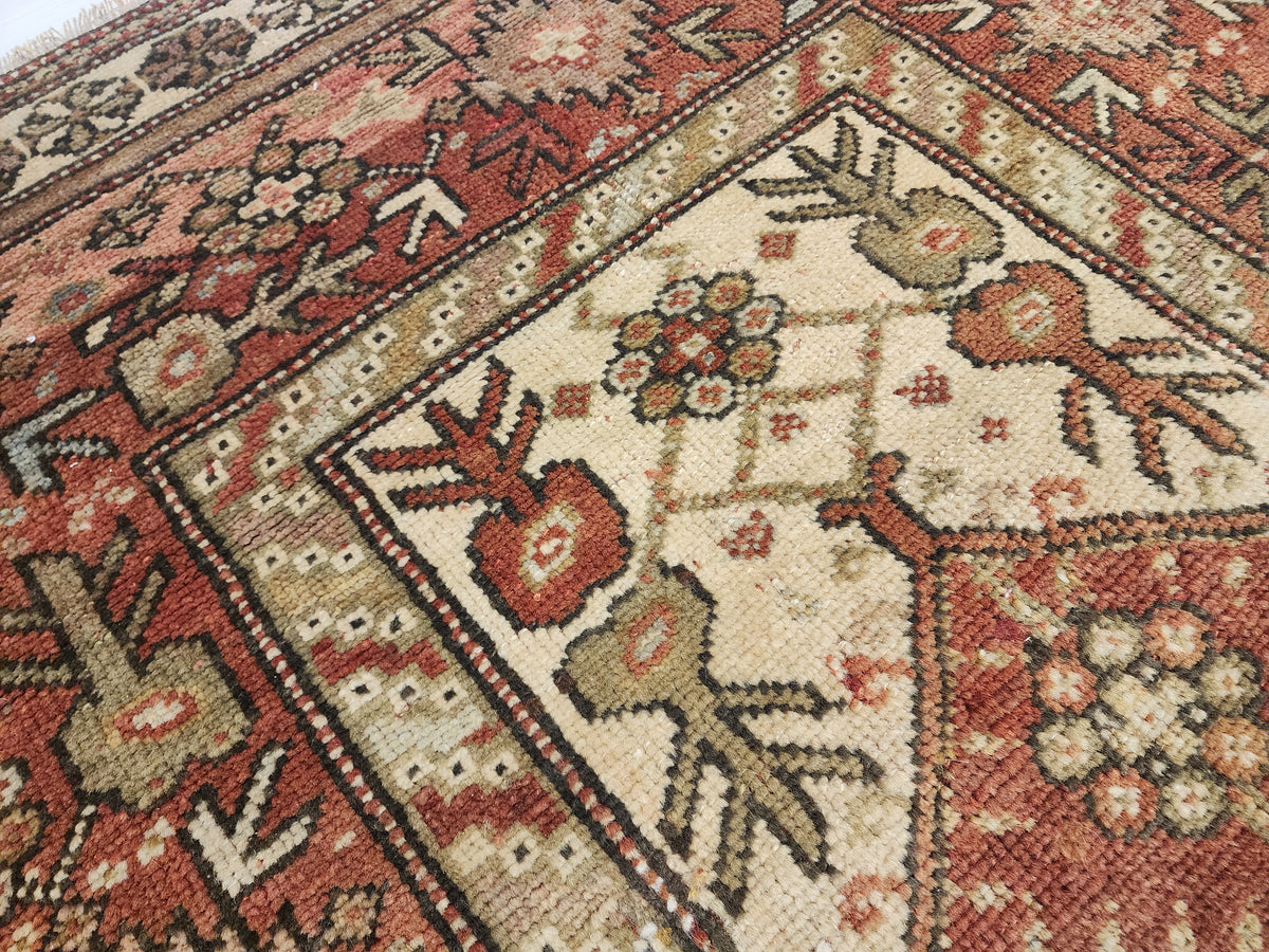 Antique Karaova prayer rug in red, brown and beige, 4'2" x 5'2", photo 7