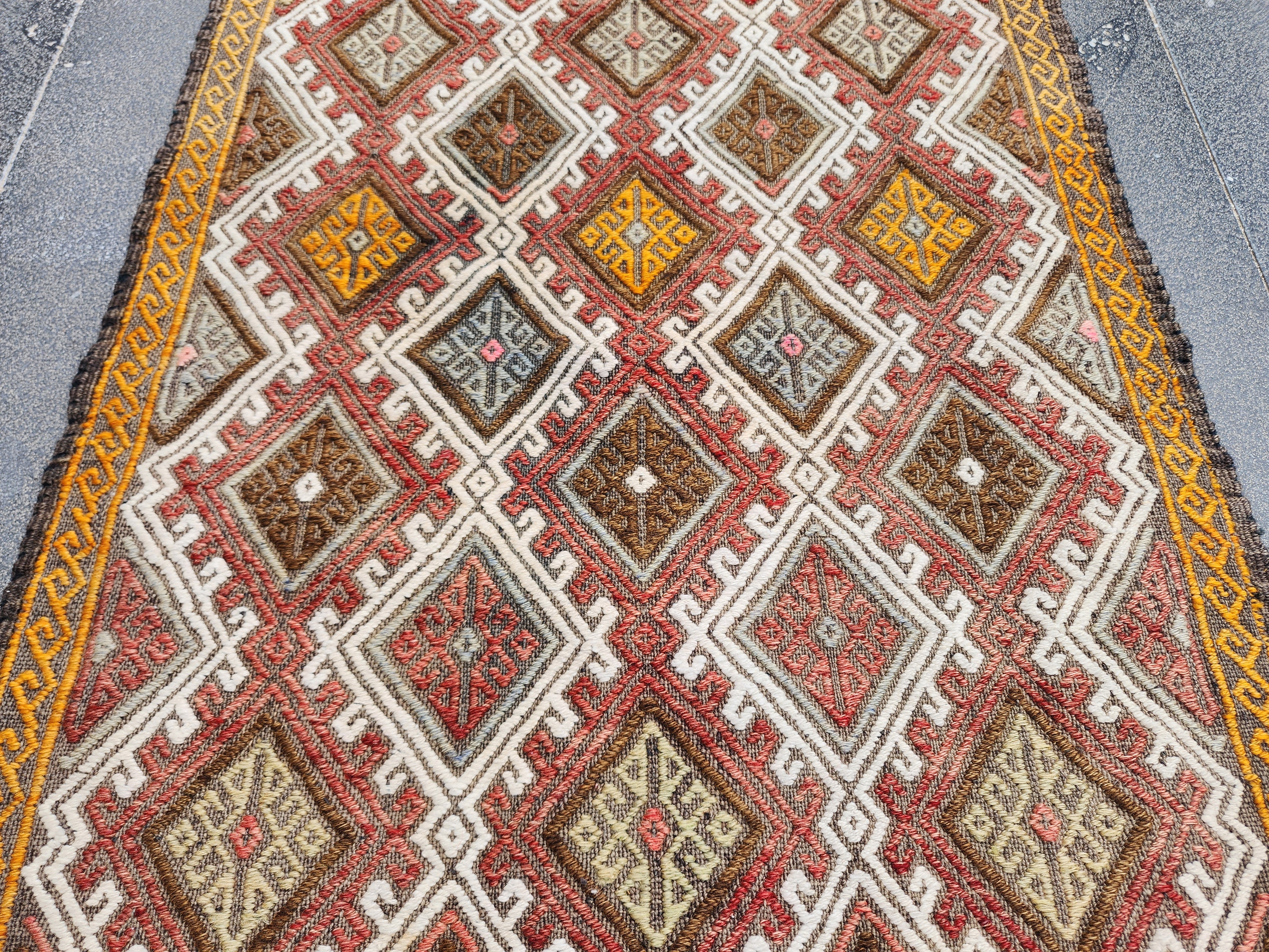 Andromeda — Vintage Turkish Kilim Rug, Handwoven Tribal Diamond Pattern Rug, 1'7''x2'2''