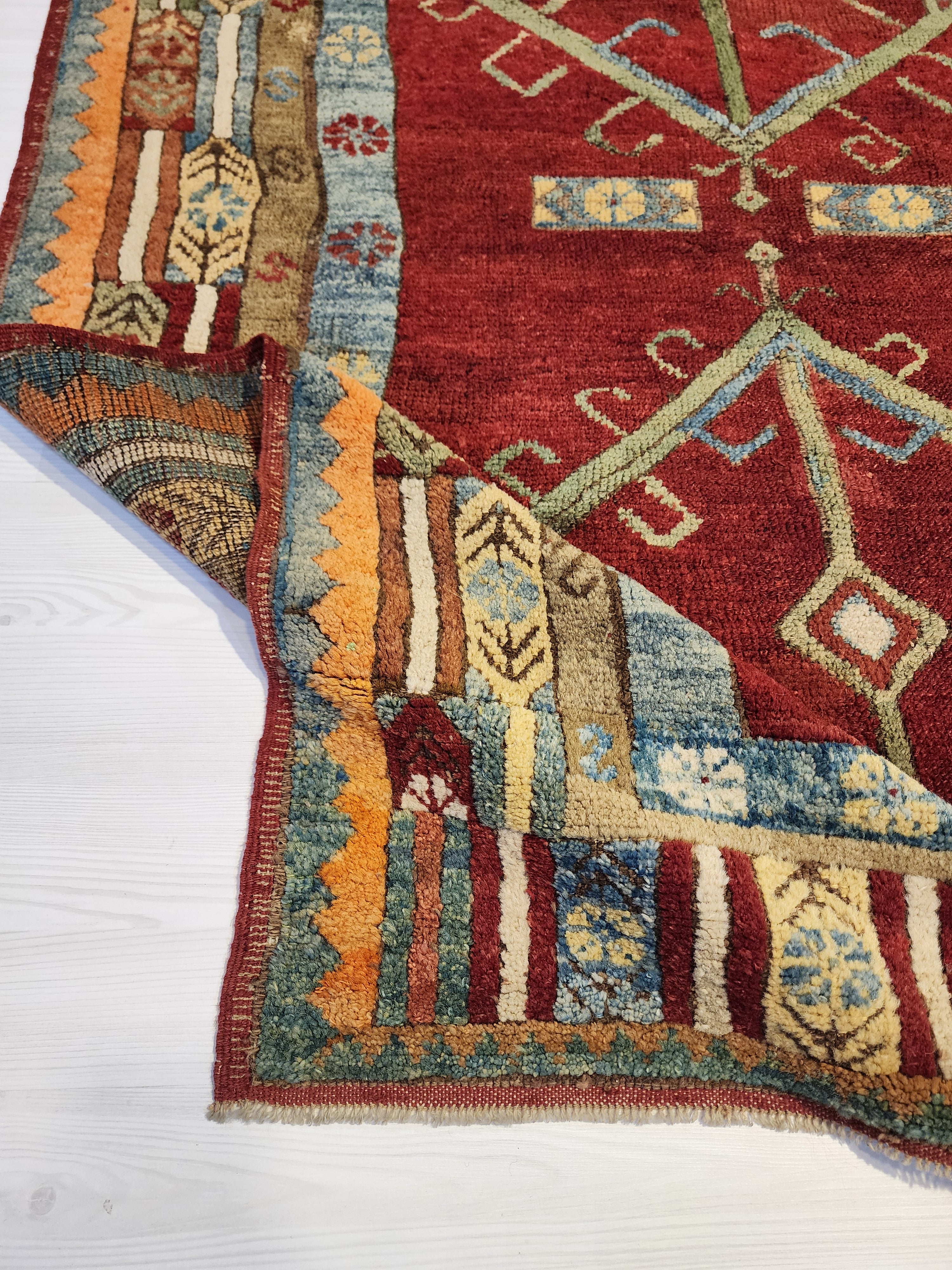 Ottomano — 1830s Ottoman Antique Wool Rug, Natural Dye Tribal Area Rug