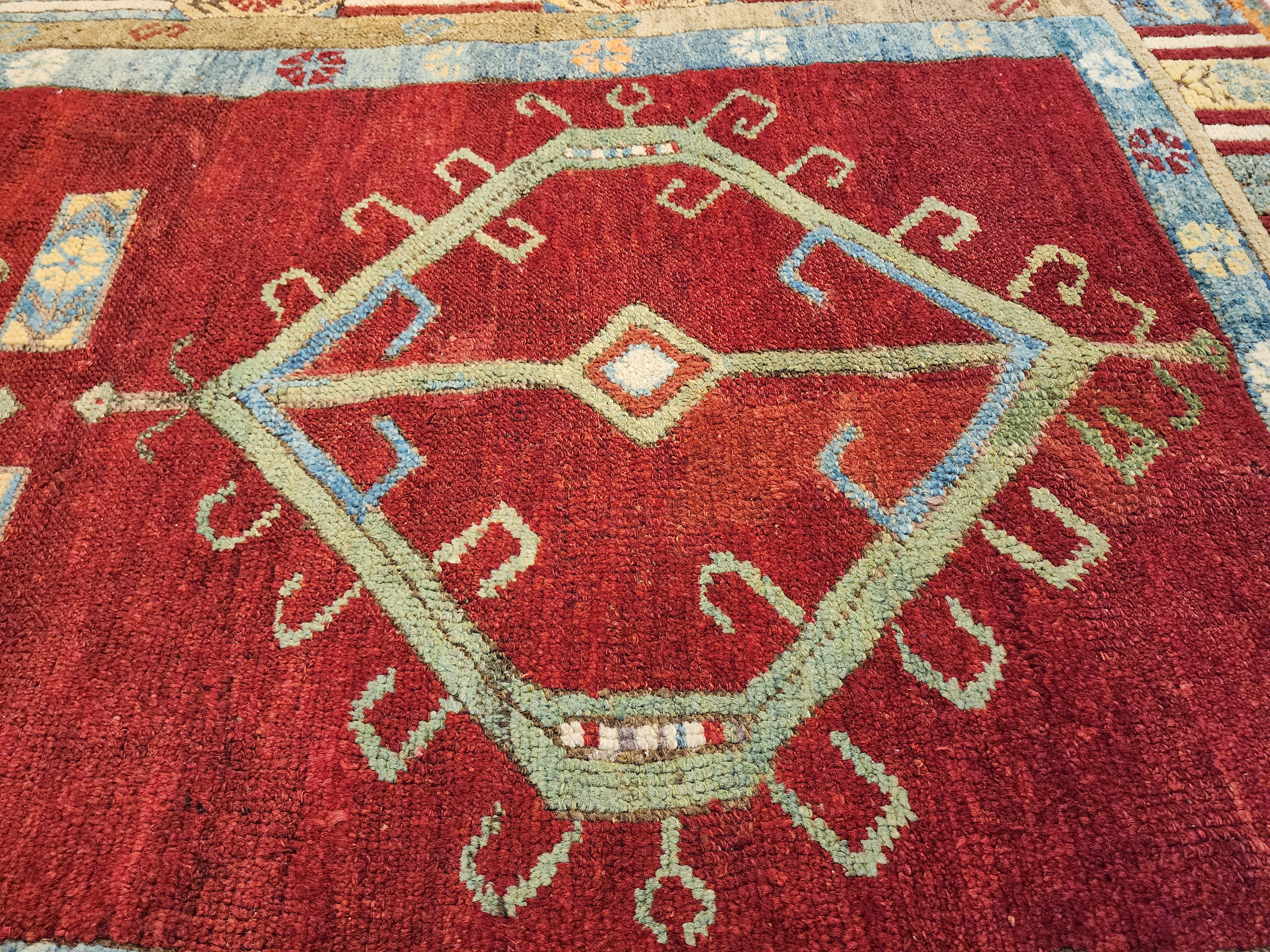Ottomano — 1830s Ottoman Antique Wool Rug, Natural Dye Tribal Area Rug