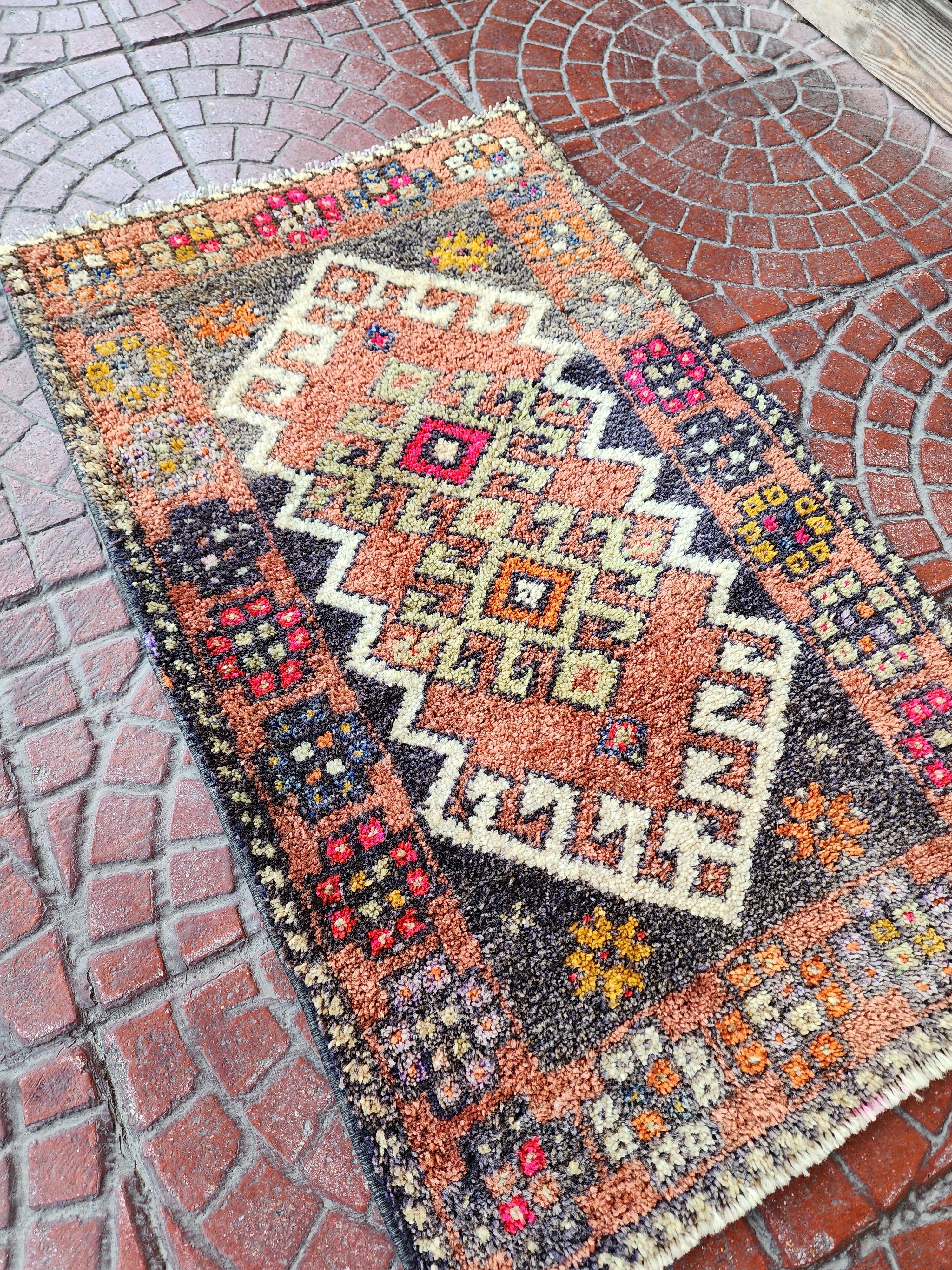 antique Anatolian Wool Small Rug — back view