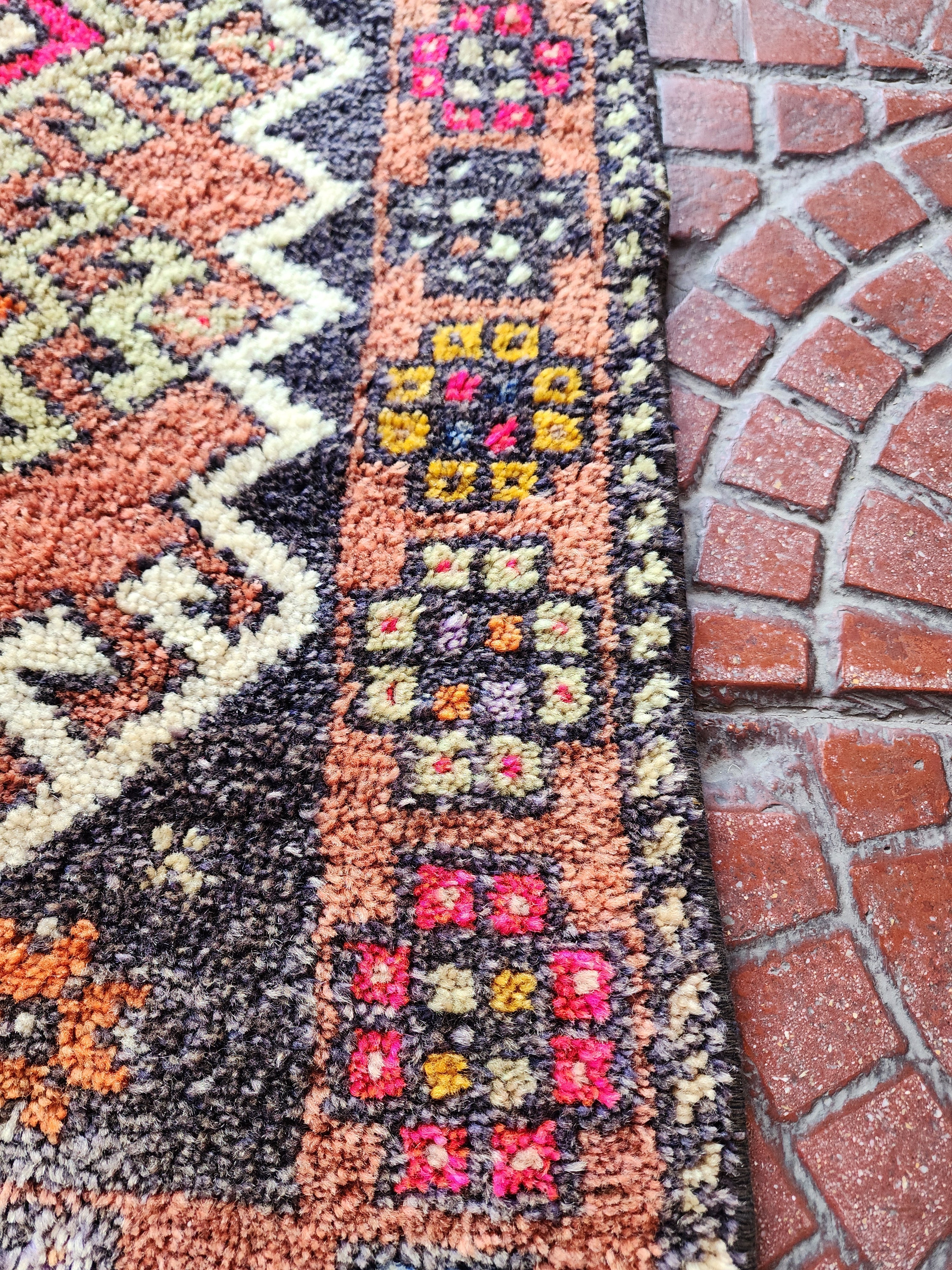 antique Anatolian Wool Small Rug — in setting