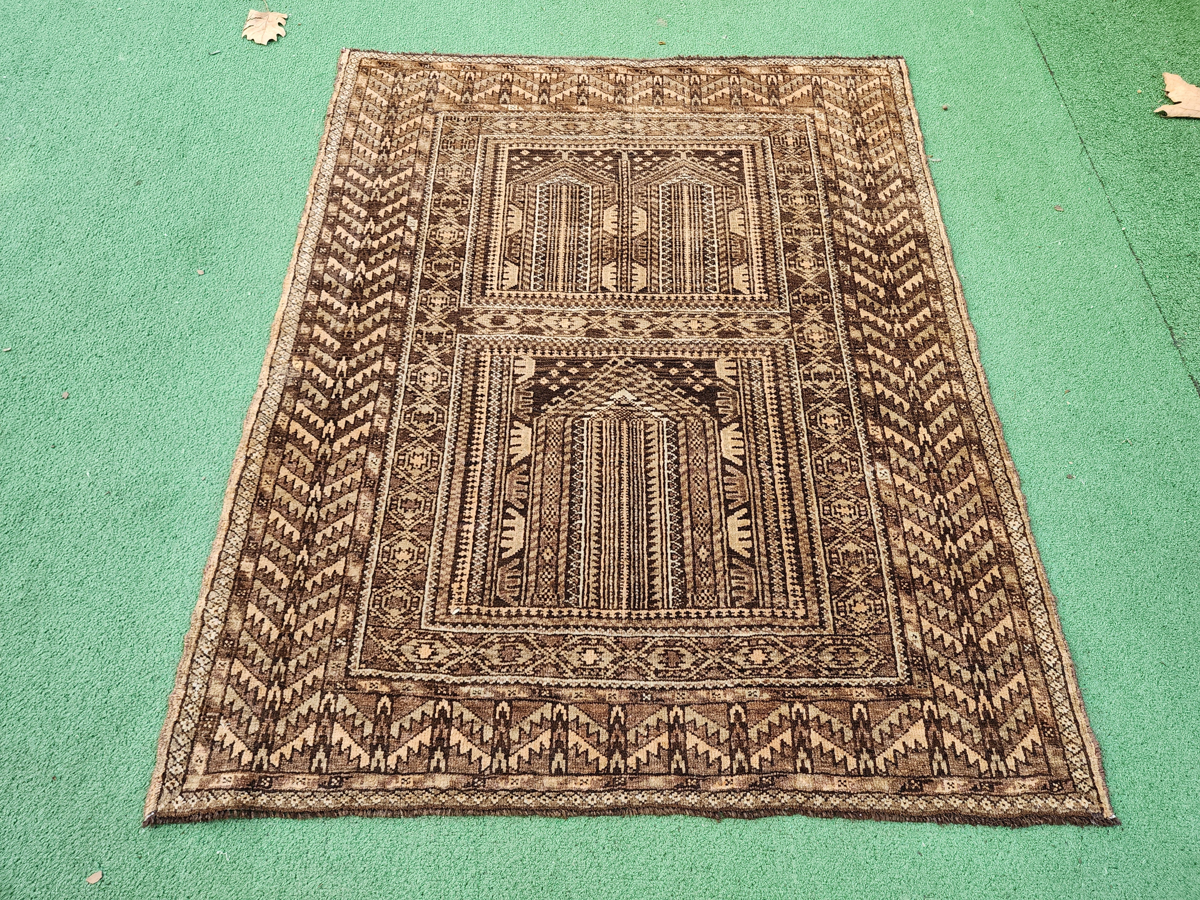 antique Tribal Wool Small Rug — detail texture