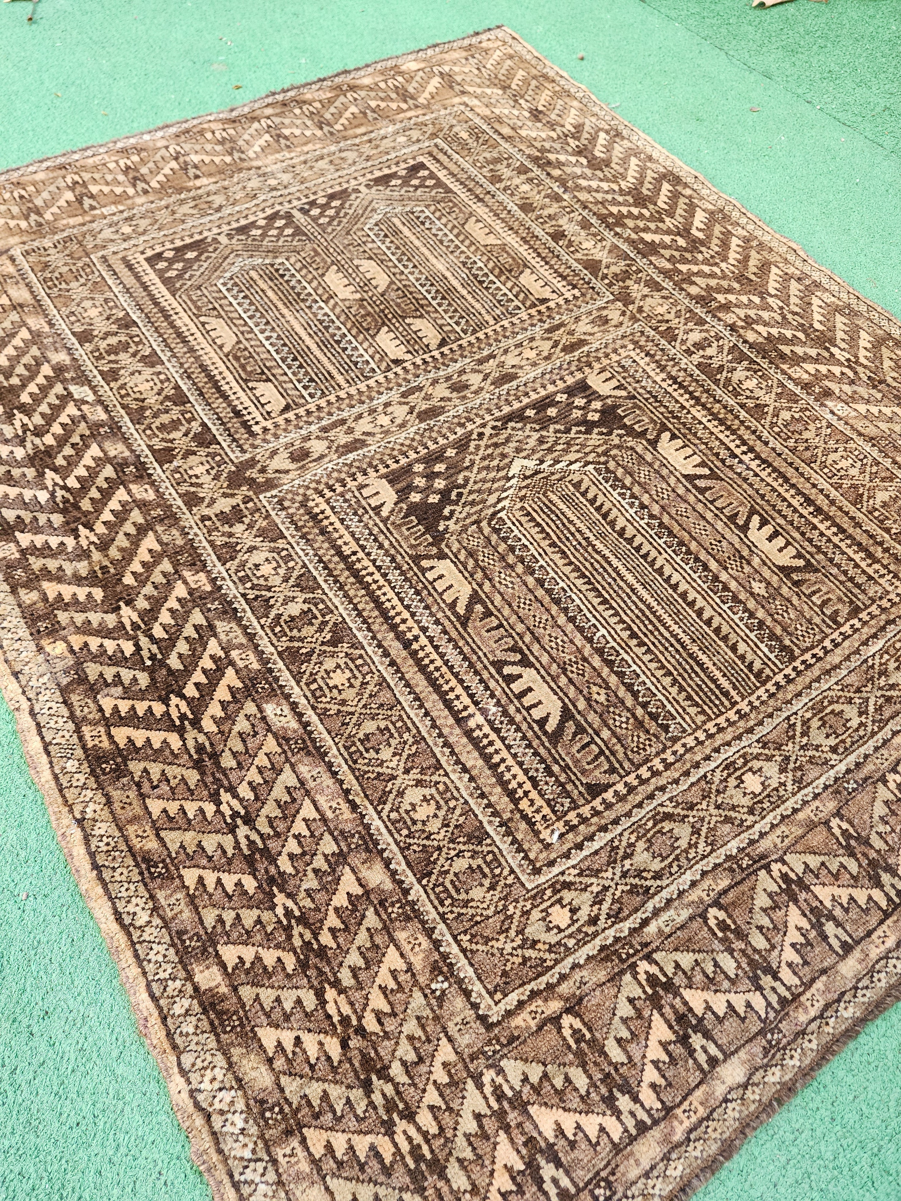 antique Tribal Wool Small Rug — back view
