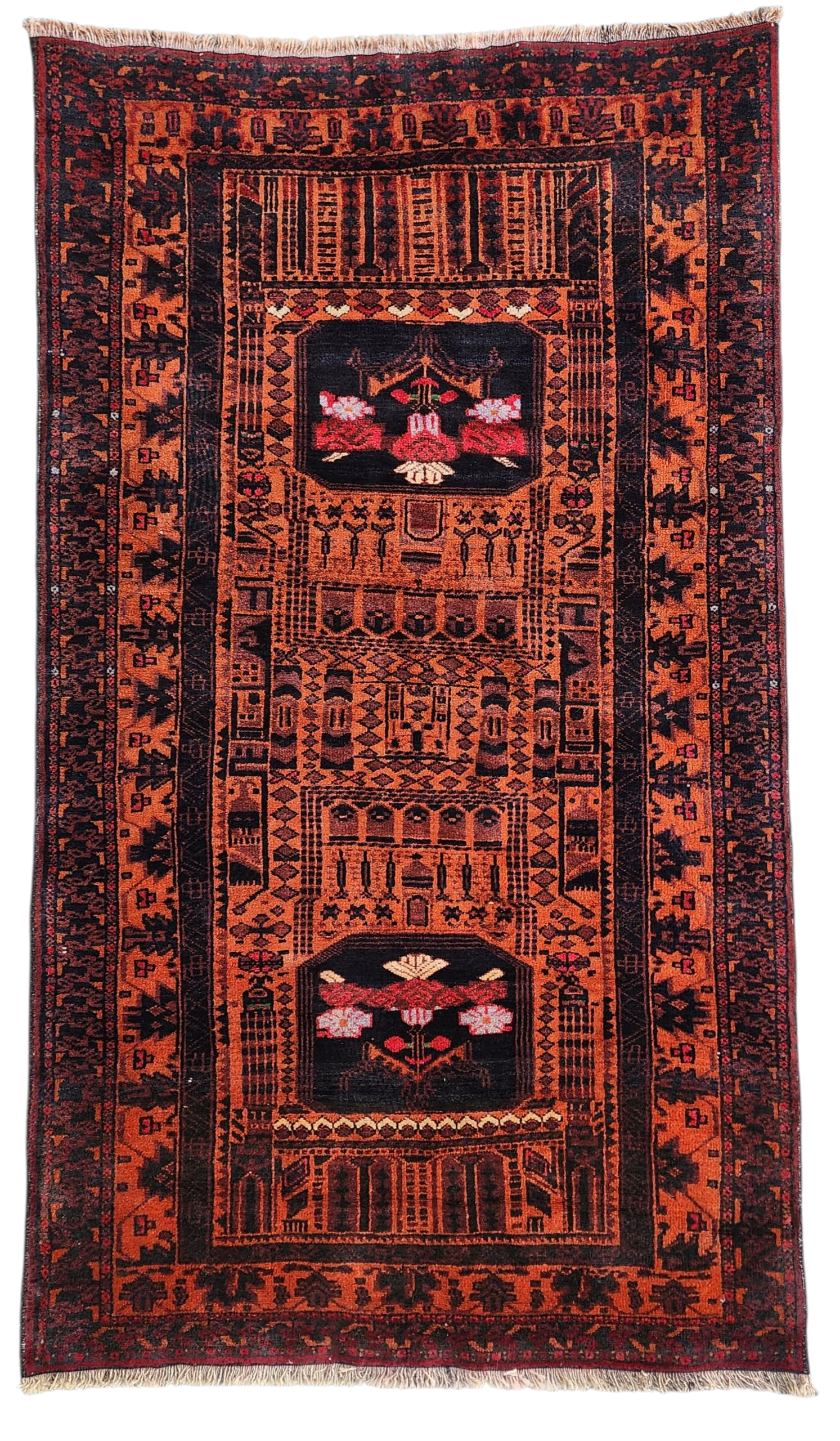 Vintage Turkish Area Rug: Handmade Wool, Bohemian Decor (6'6''x3'6'')