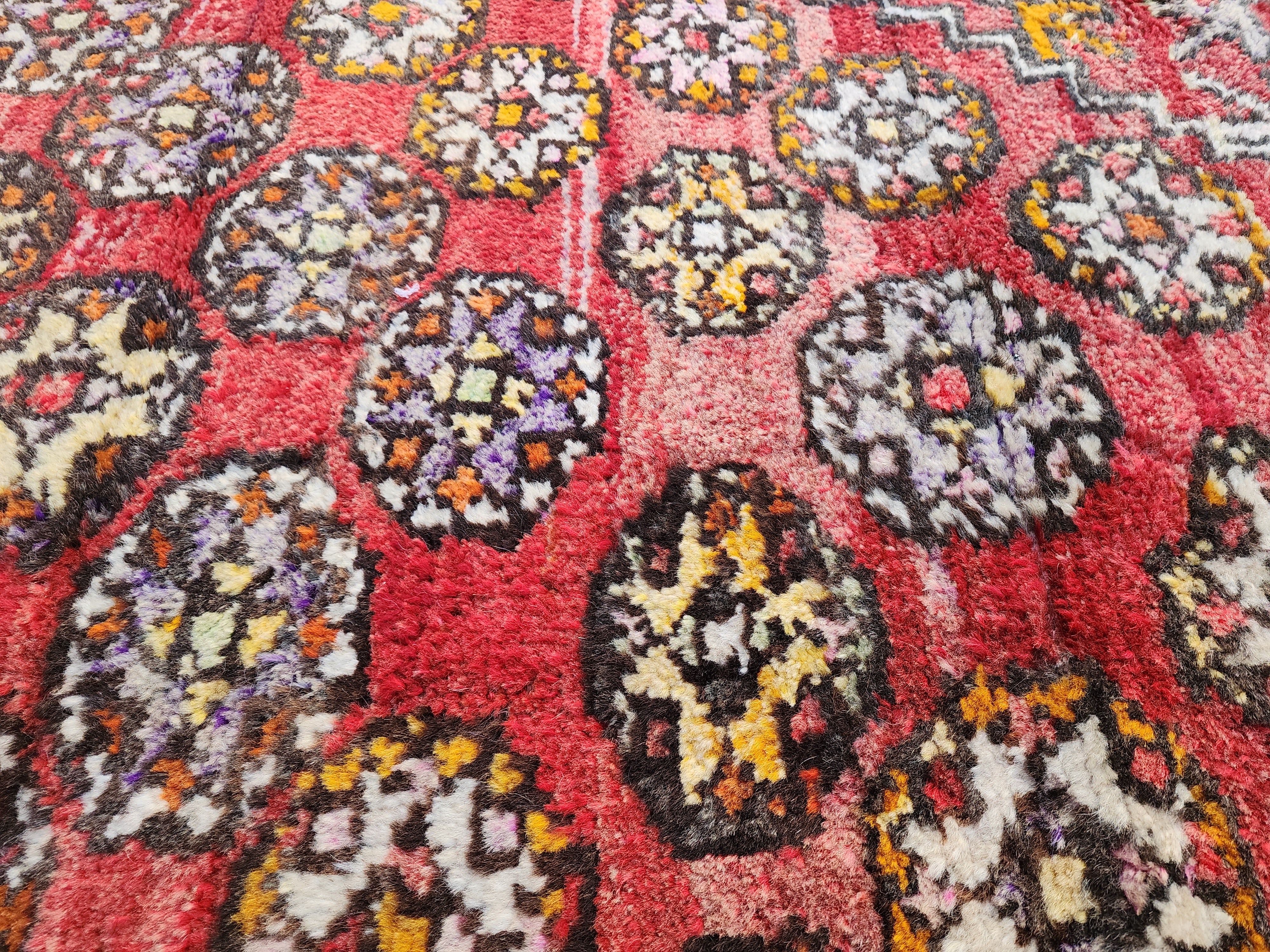 Antique Turkish Bergama Rug 3'1'' x 4'6'' Orange White and Brown Kilim Rug