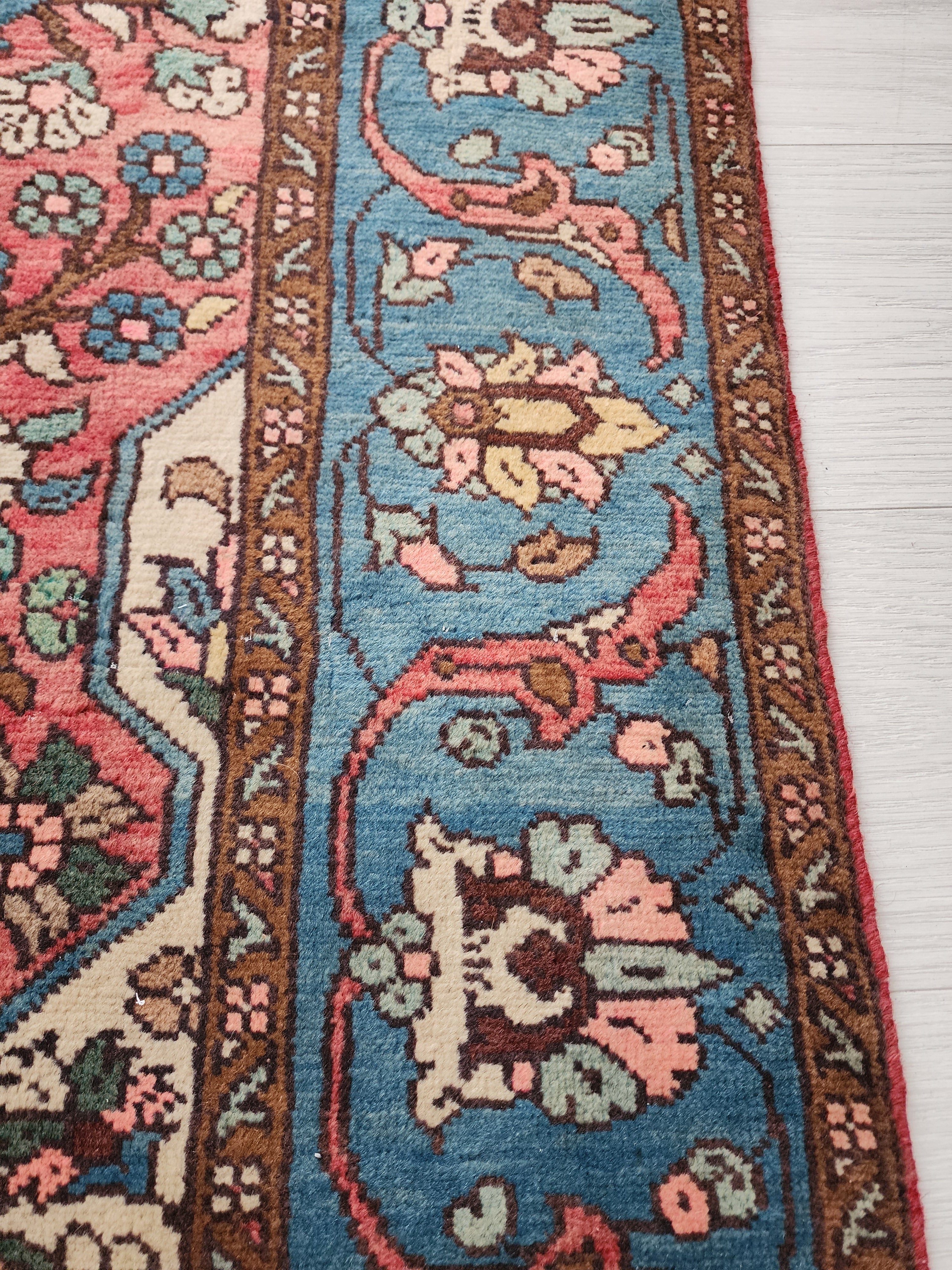 antique Anatolian Wool Area Rug — pattern close-up