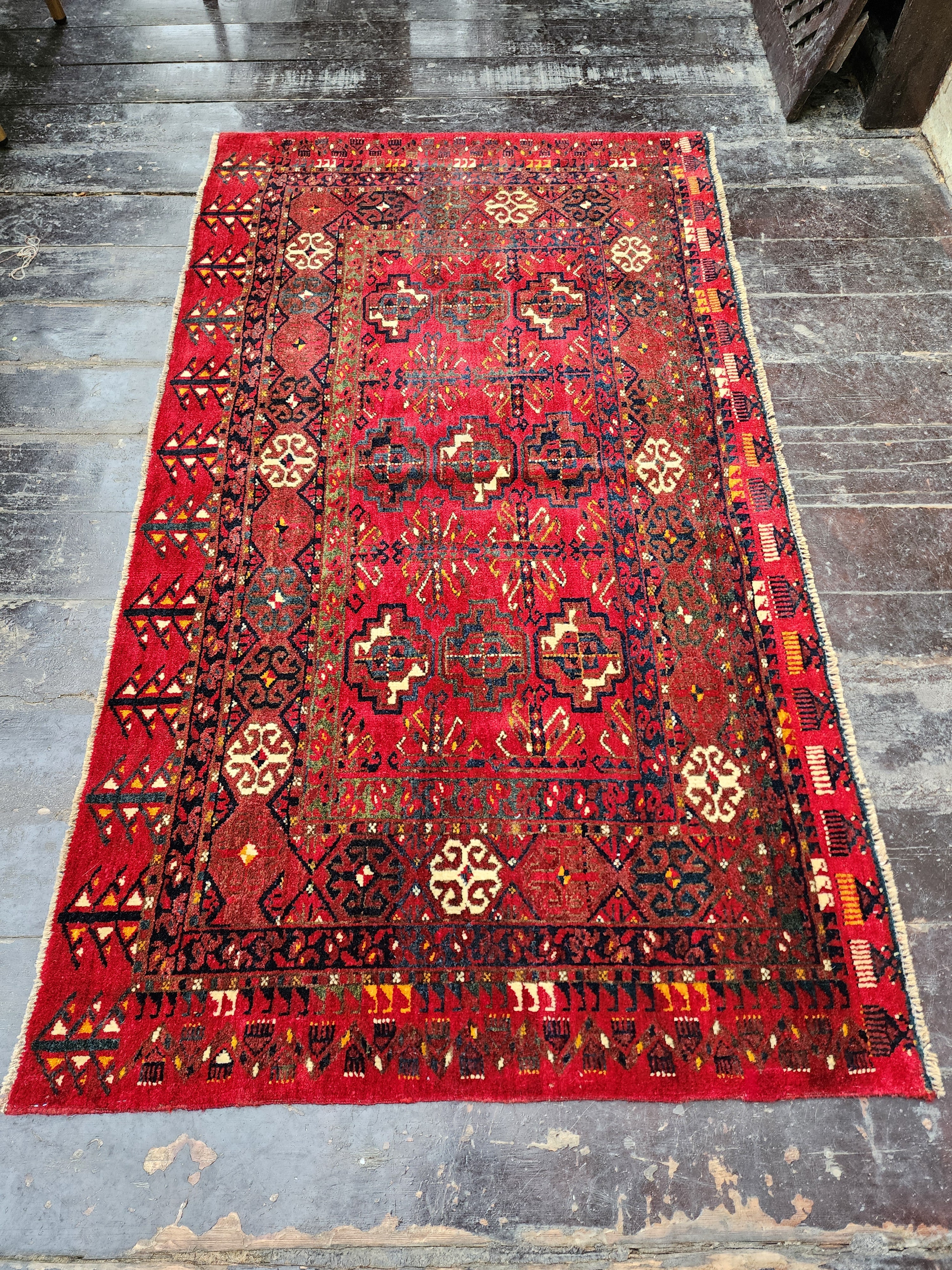 antique Turkish Wool Small Rug — detail texture