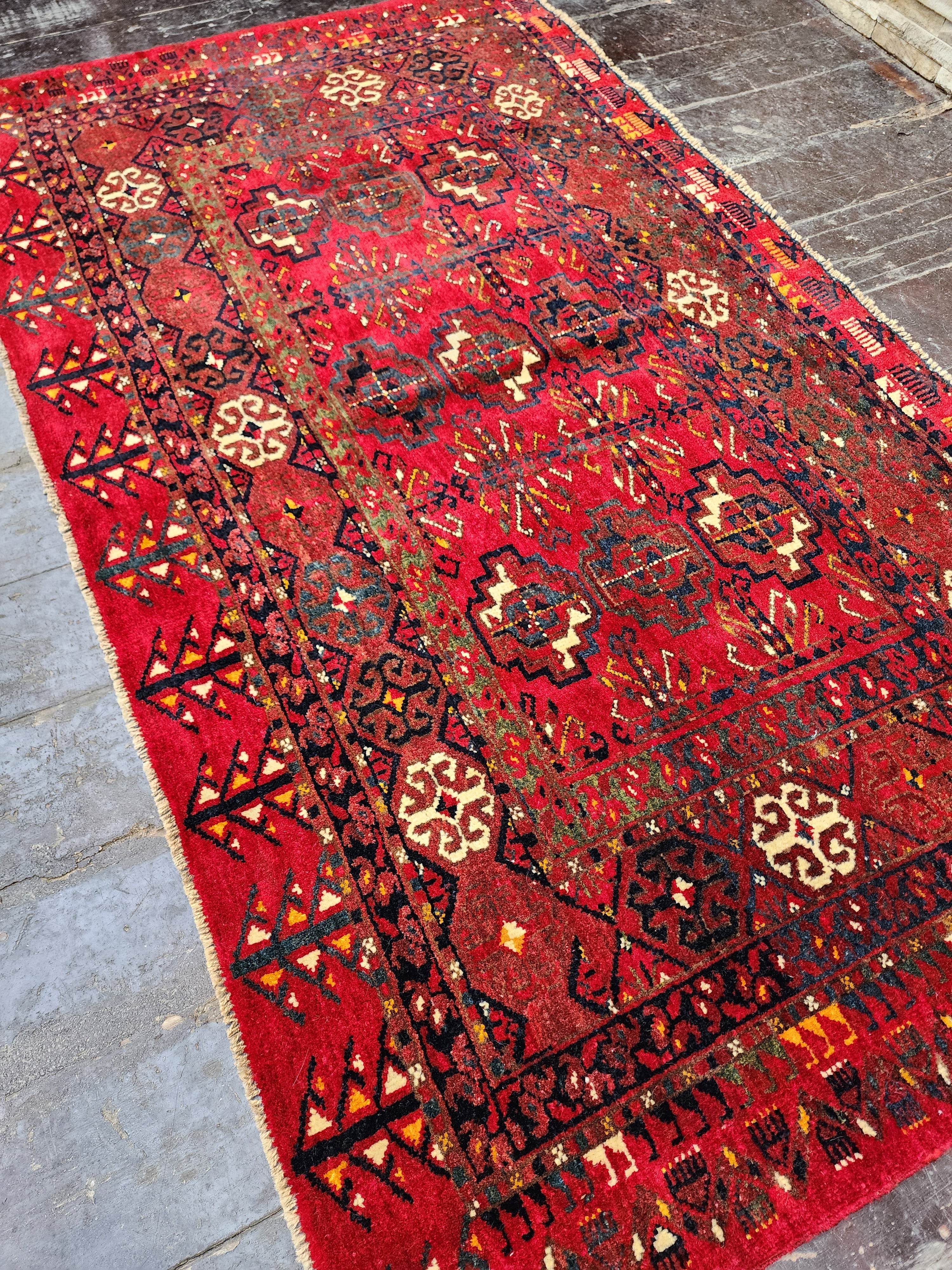 antique Turkish Wool Small Rug — back view