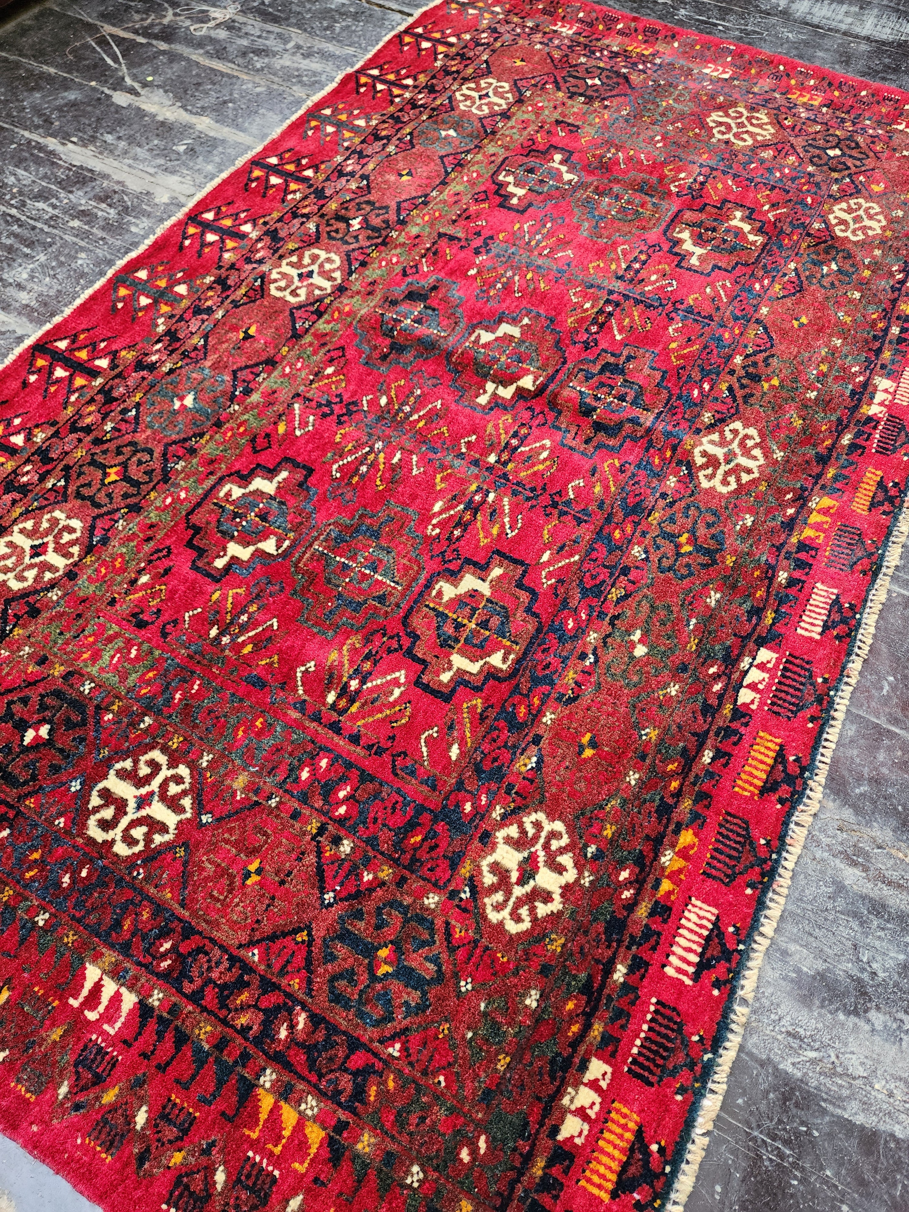 antique Turkish Wool Small Rug — pattern close-up