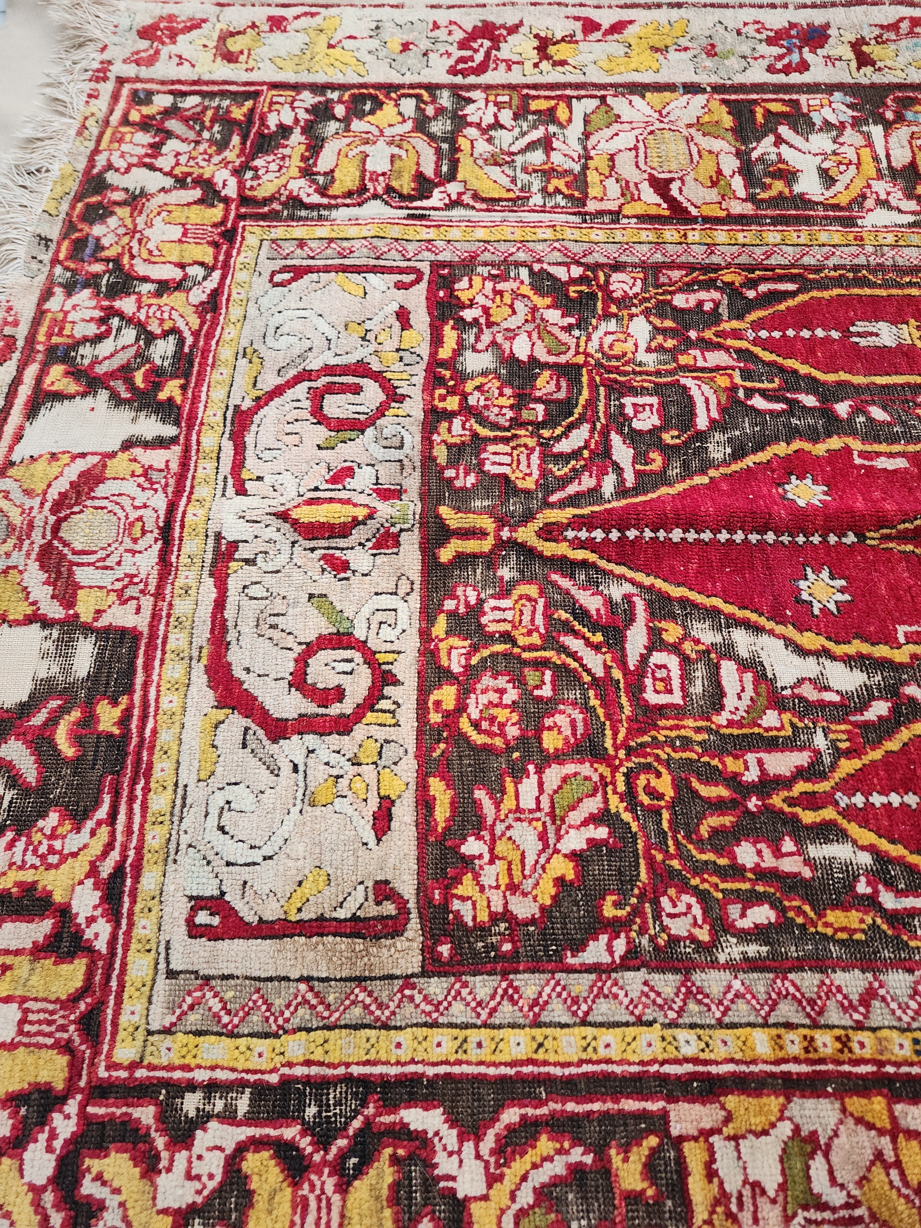 Antique Fertek Turkish Rug, 18th Century Wool Wall Hanging (6ft 8in x 5ft )