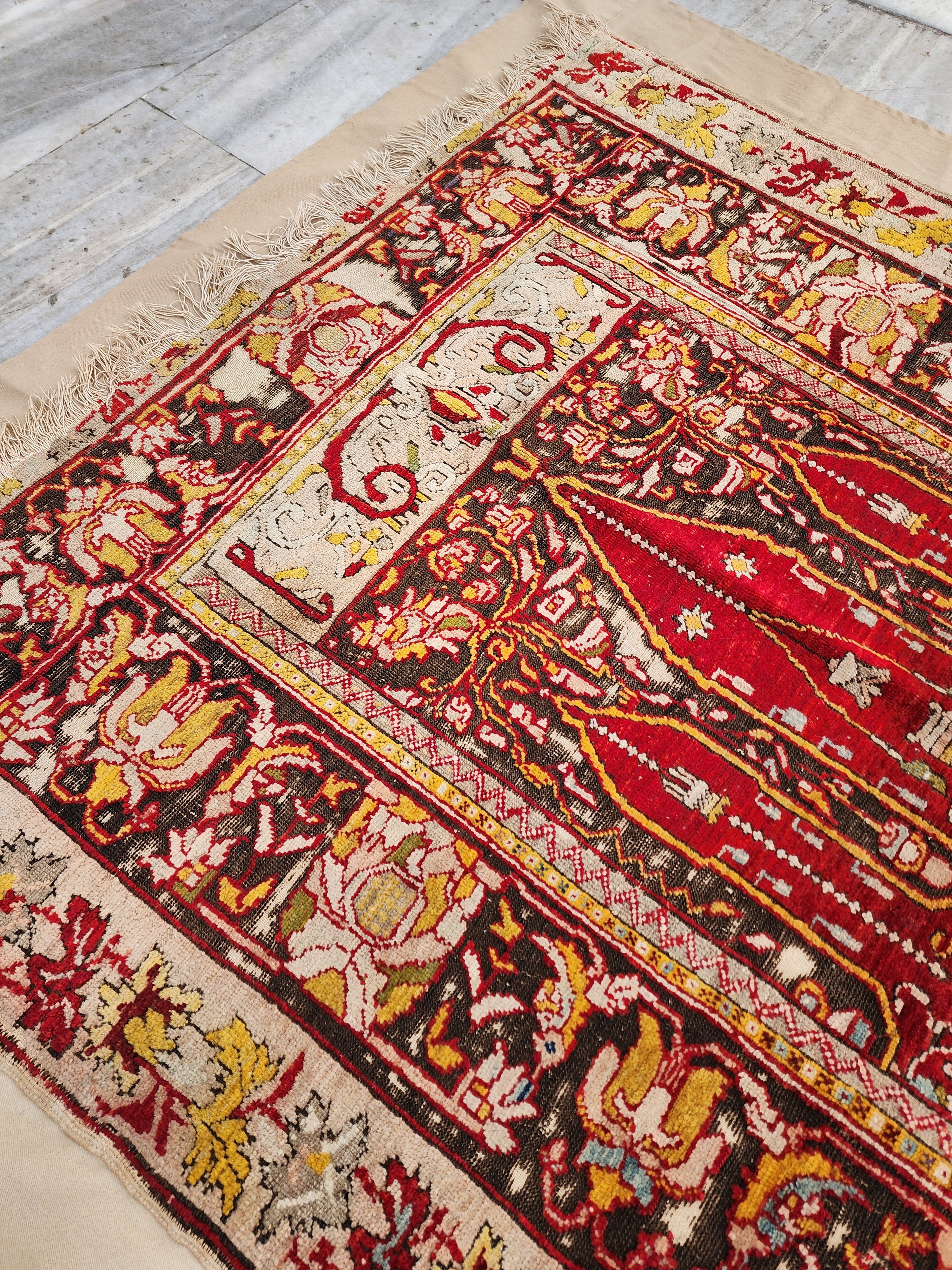 Antique Fertek Turkish Rug, 18th Century Wool Wall Hanging (6ft 8in x 5ft )