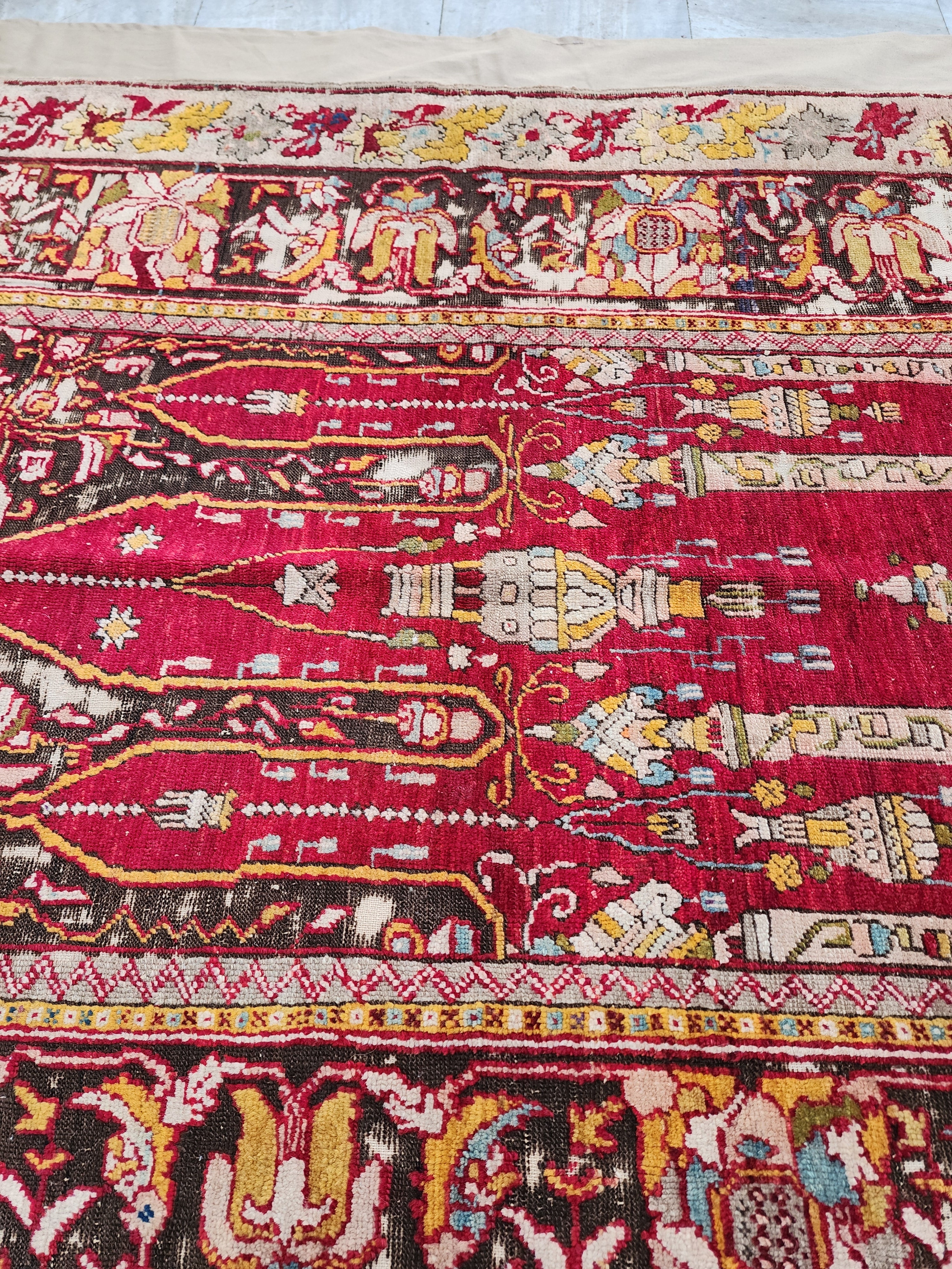 antique Anatolian Wool Area Rug — pile detail