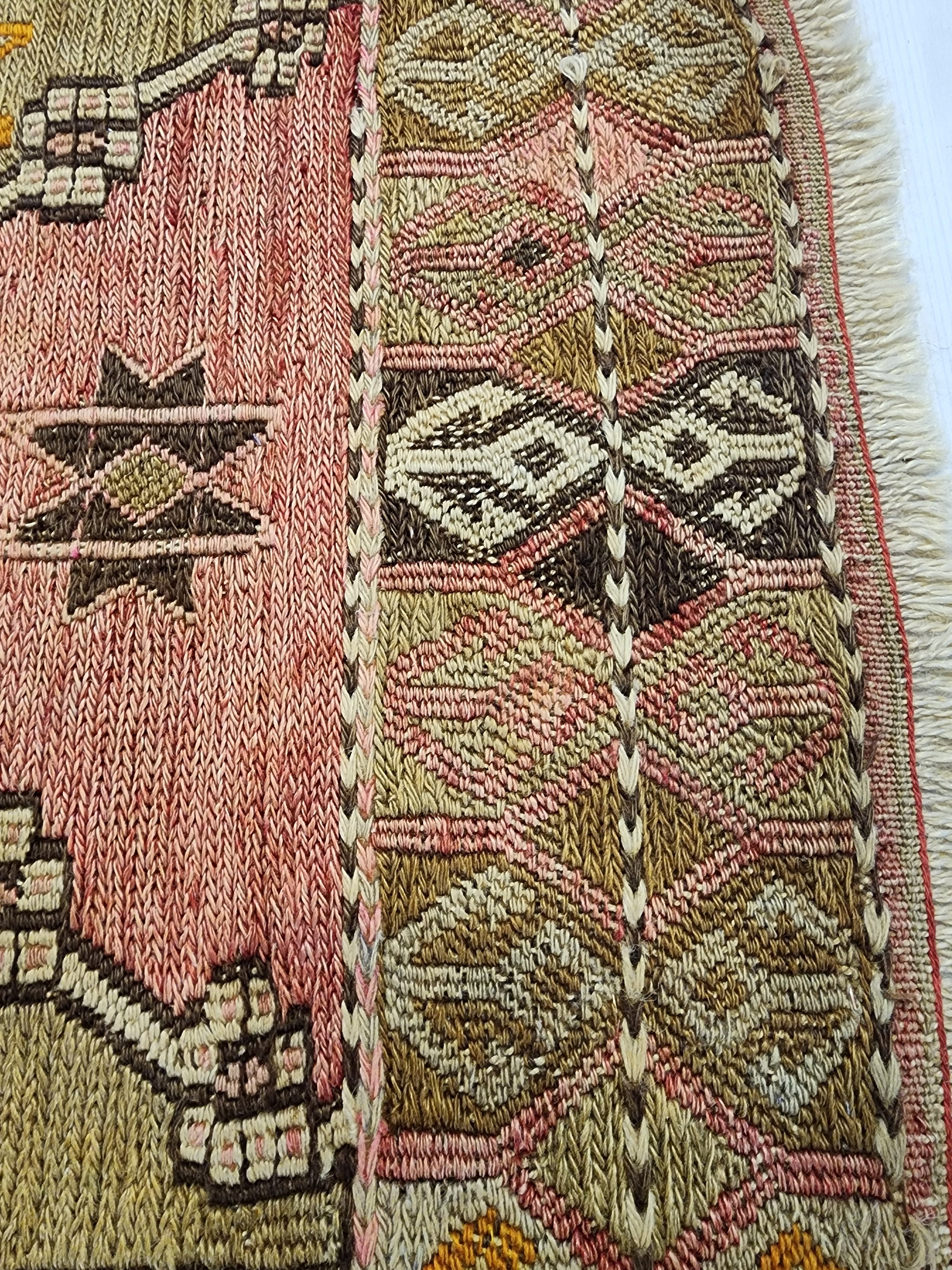 antique Soumak Small Rug — edge weave