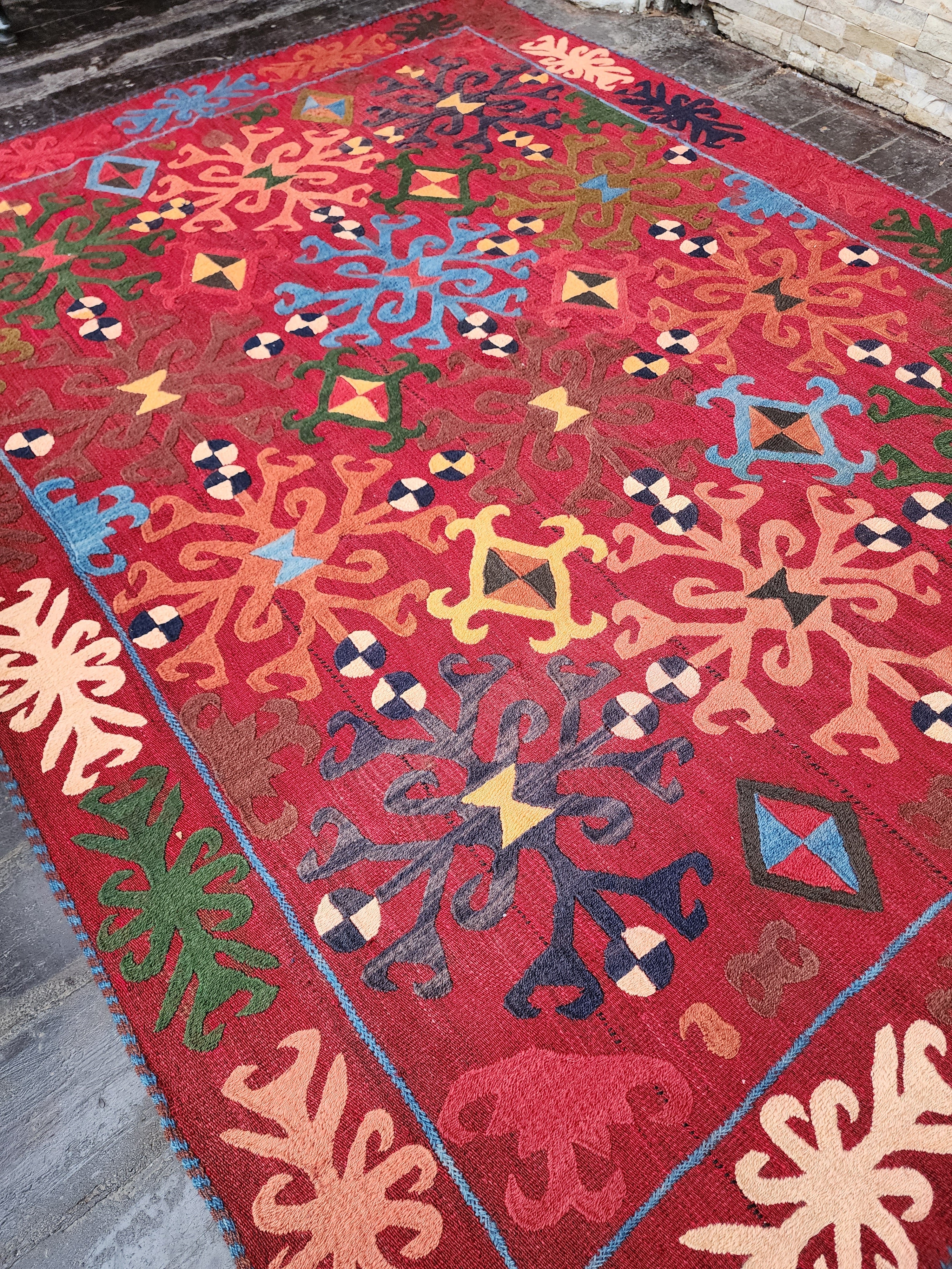 antique Anatolian Wool Area Rug — back view