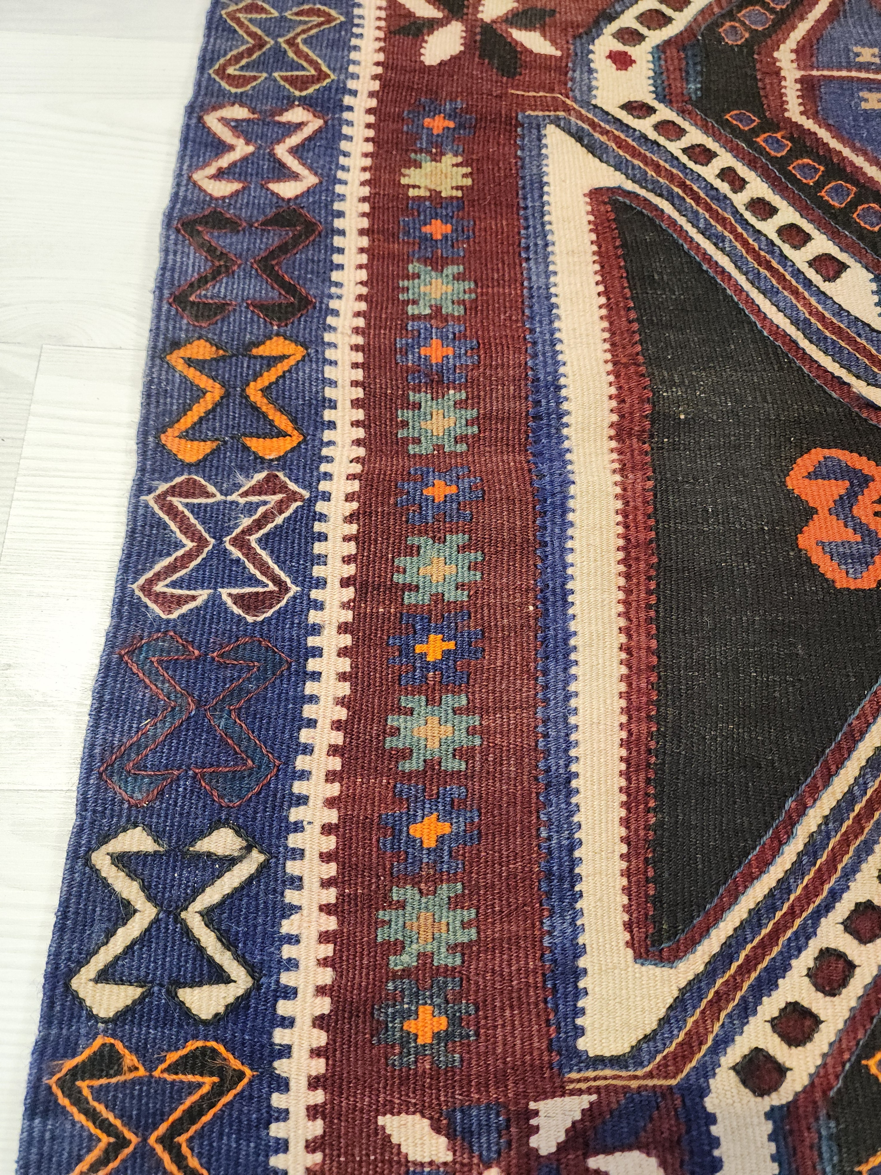 Antique Kars Kagizman Rug, Kurdish Tribal Wool Carpet, Double Headed Eagle, Natural Root Dye