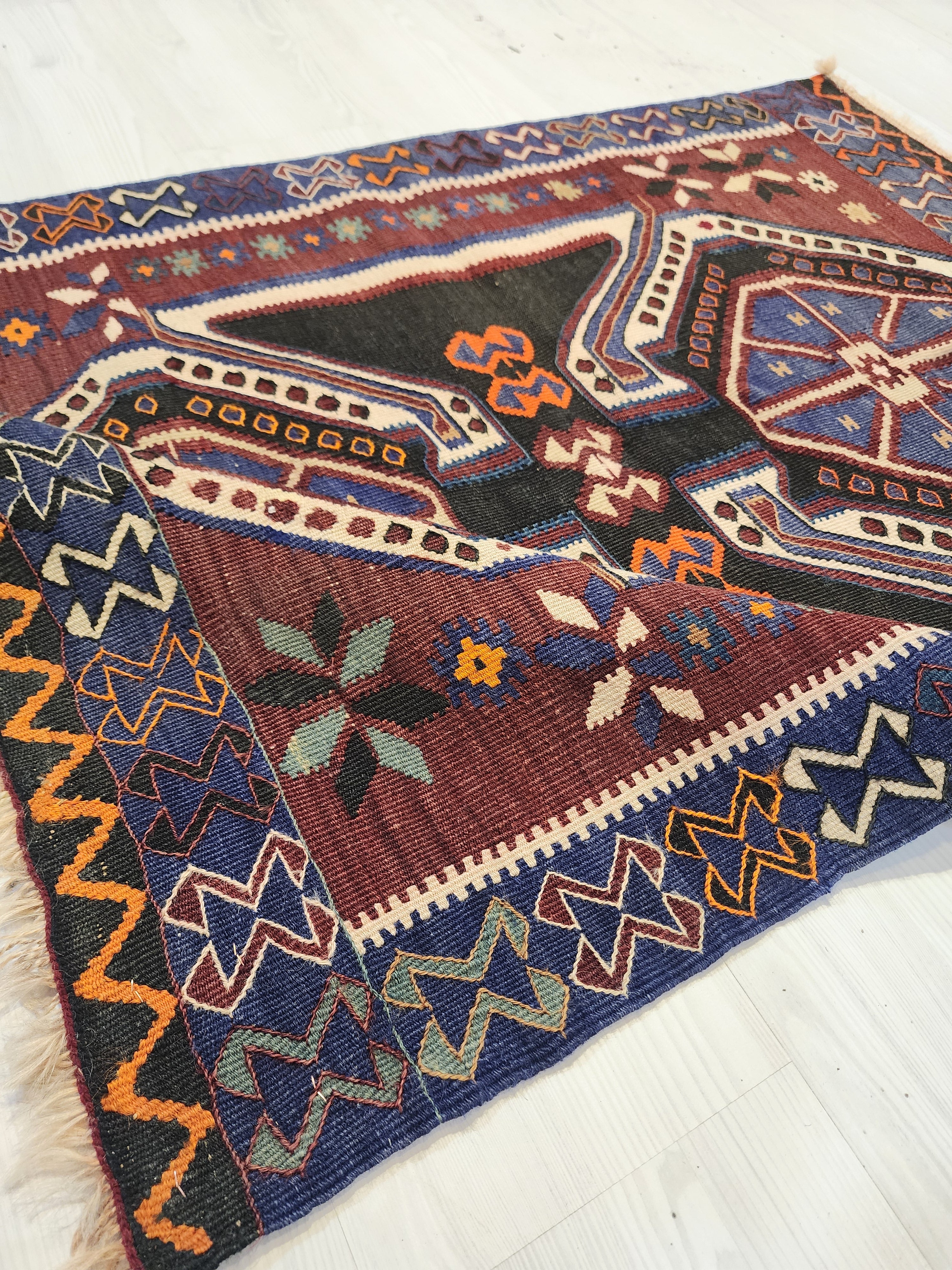 Antique Kars Kagizman Rug, Kurdish Tribal Wool Carpet, Double Headed Eagle, Natural Root Dye