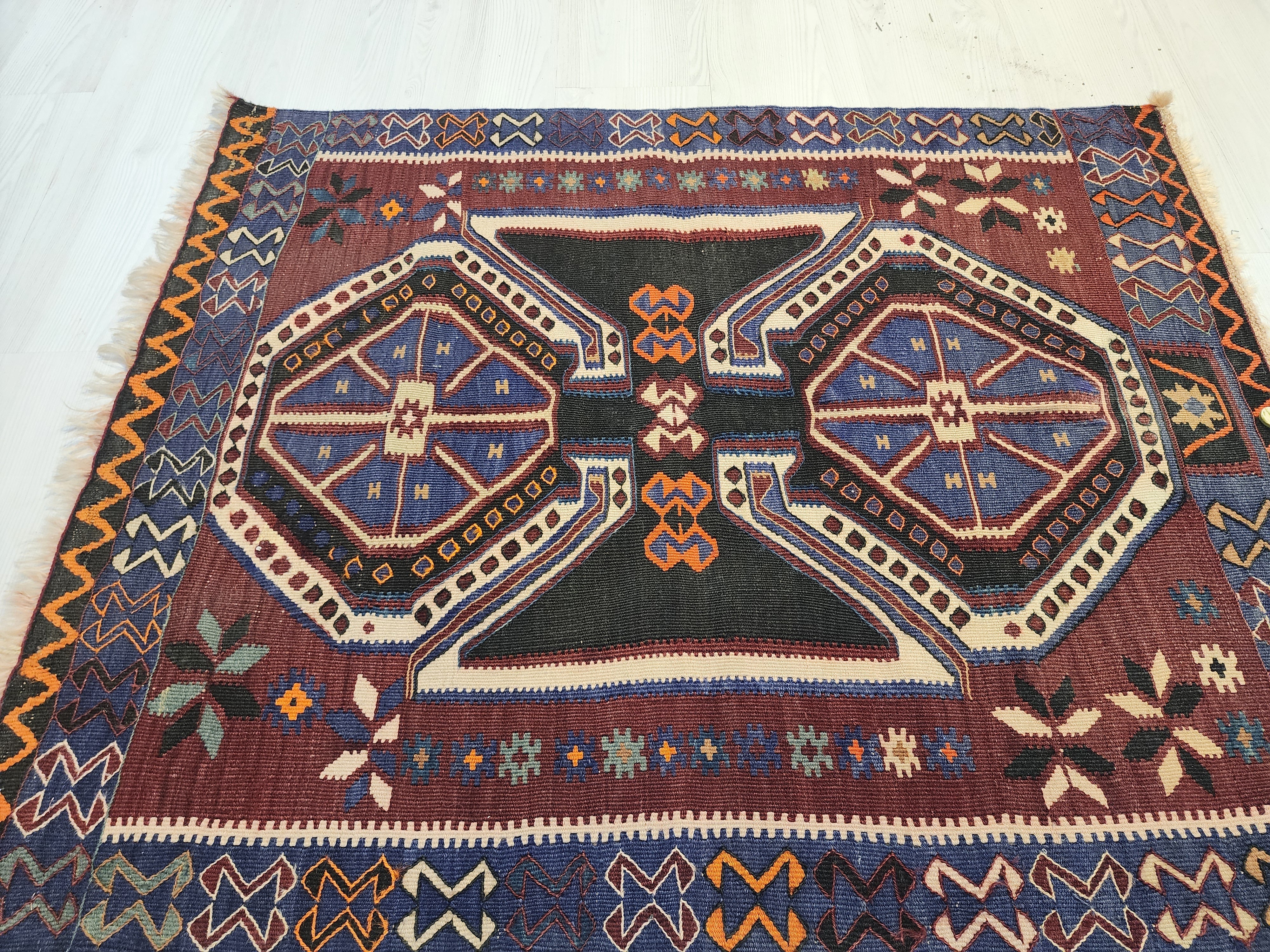 antique Kars Wool Small Rug — in setting