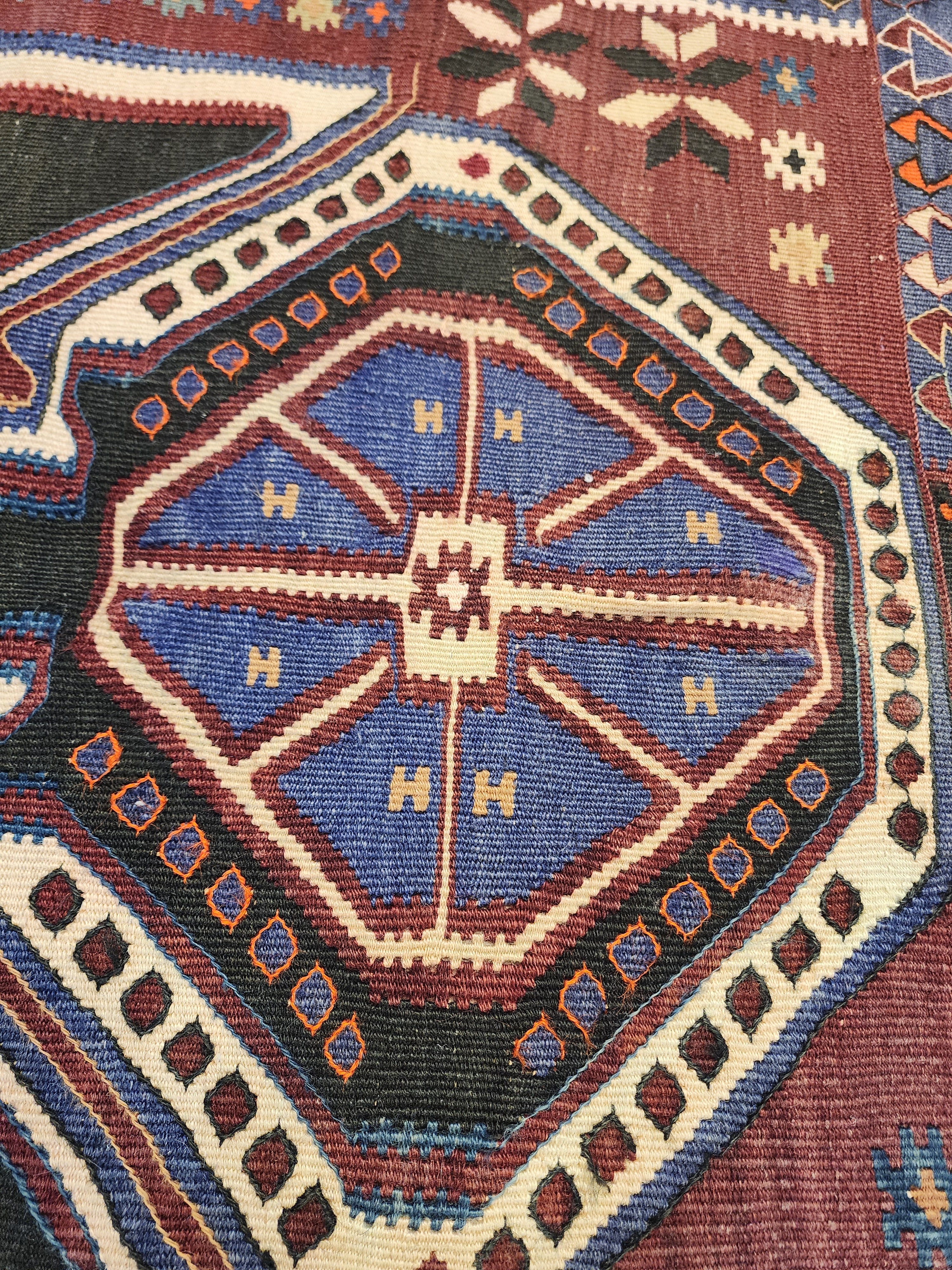 Antique Kars Kagizman Rug, Kurdish Tribal Wool Carpet, Double Headed Eagle, Natural Root Dye